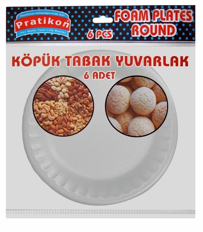 Yuvarlak Köpük Tabak 6 Adet