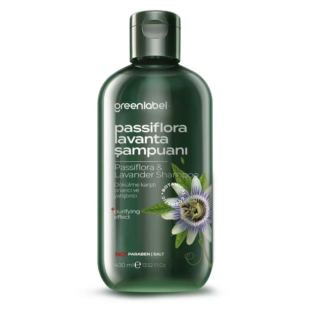 Passiflora Ve Lavanta Özlü Parabensiz Tuzsuz Kepek Karşıtı Bakım Ve Onarım Şampuanı 400ml Greenlabel