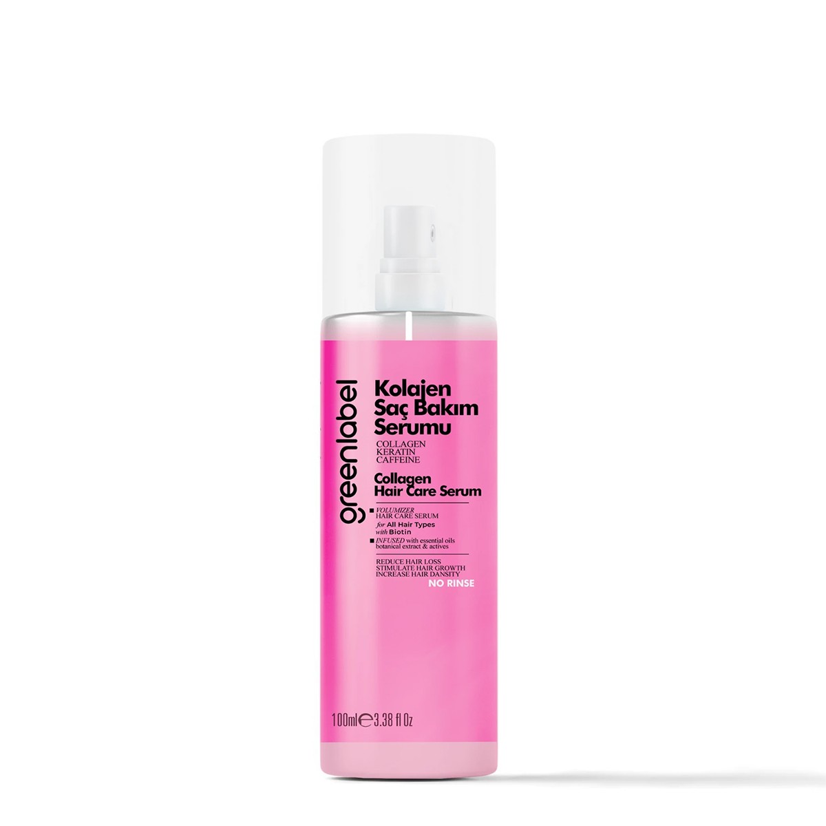 Kolajen, Keratin ve Gül Suyu İle Zenginleştirilen Durulamasız Saç Serumu 100 ml Greenlabel