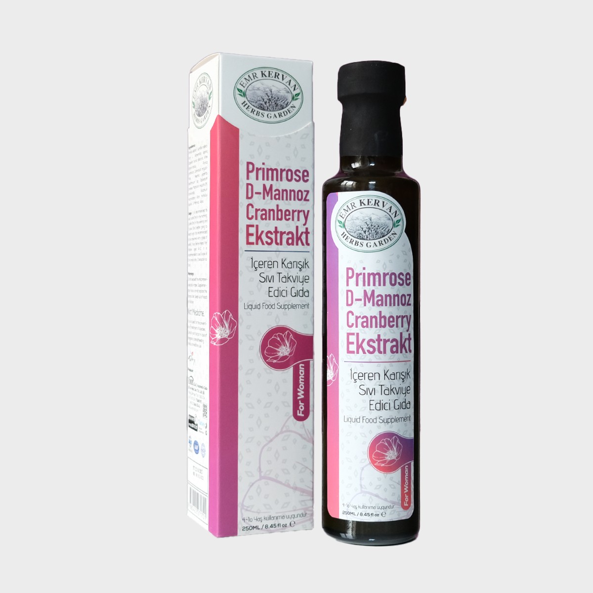 Primrose D-mannoz Cranberry Ekstrakt İçeren Karışık Sıvı Takviye Edici Gıda 250 ml
