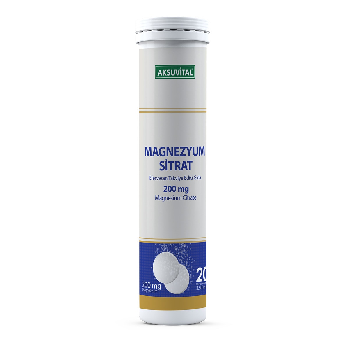Magnezyum Sitrat Efervesan 20 Tablet Aksu Vital