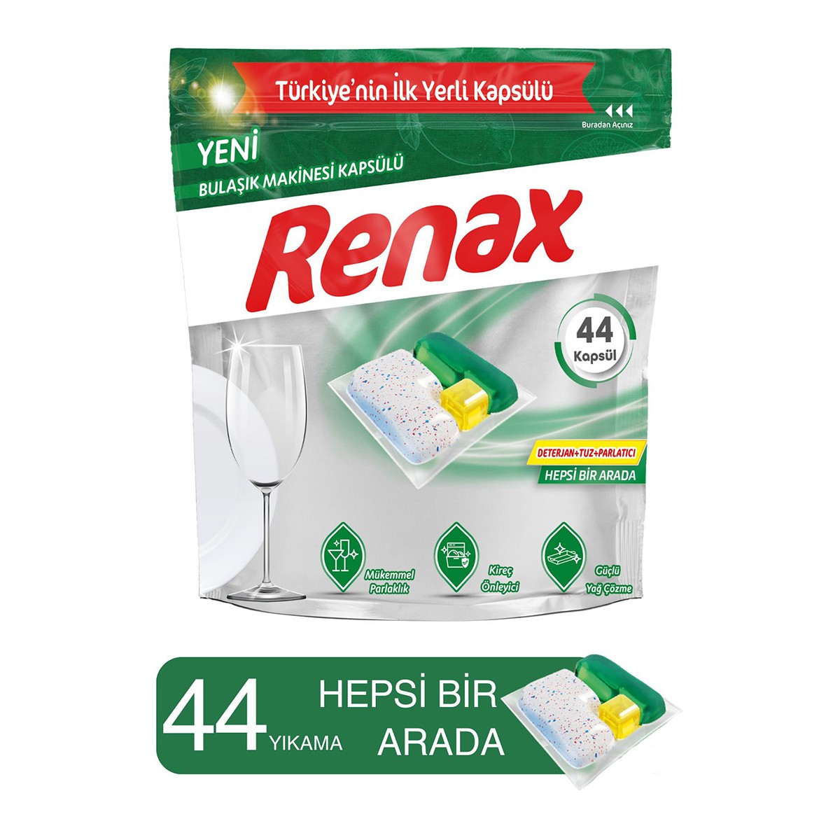 Renax Bulaşık Makinesi Kapsülü 44 Kapsül