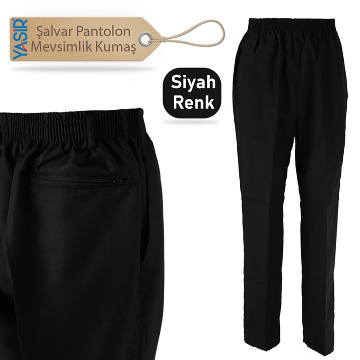 Şalvar Pantolon Mevsimlik Kumaş – Siyah 4 Numara Beden