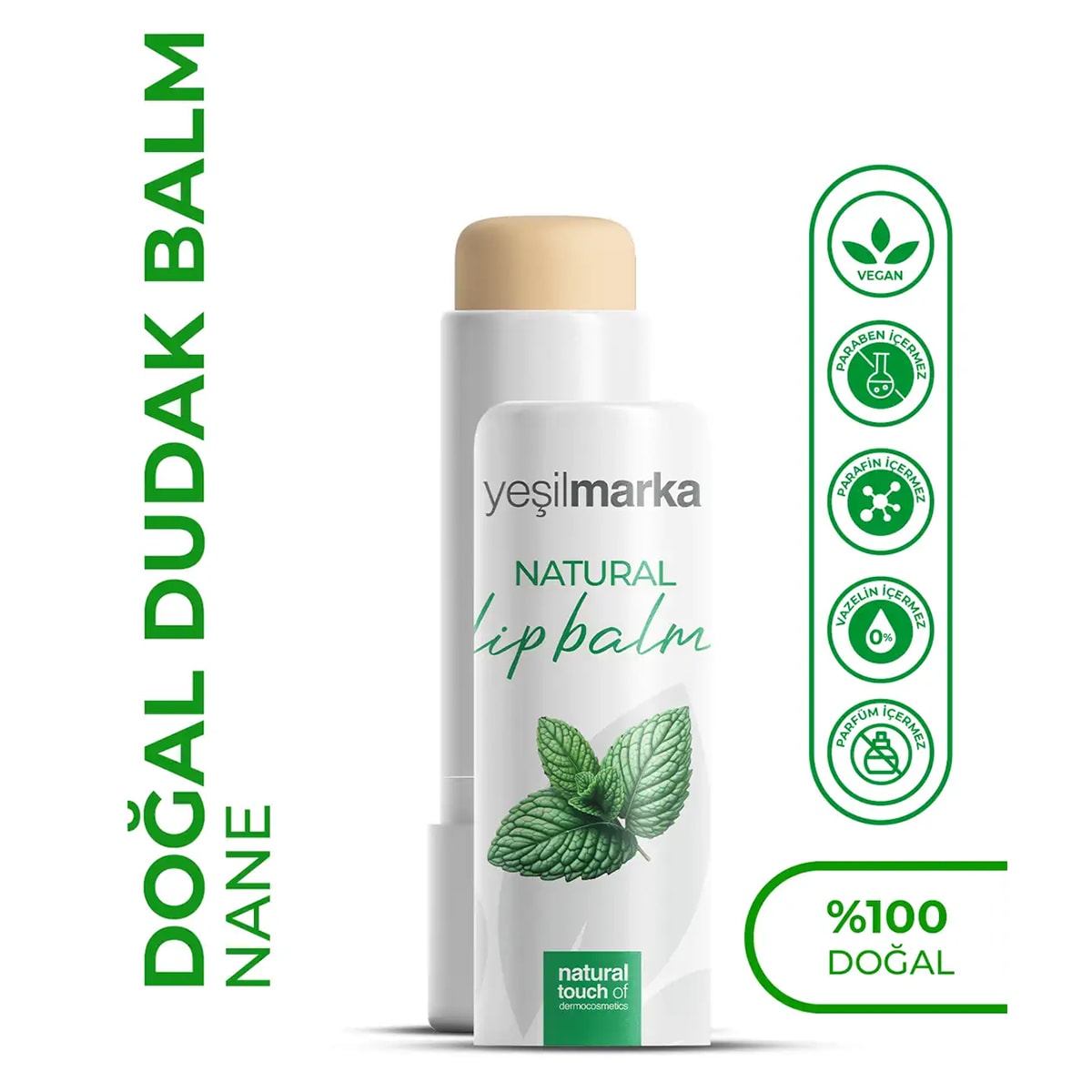 Doğal Dudak Balmı Naneli - Yeşil Marka