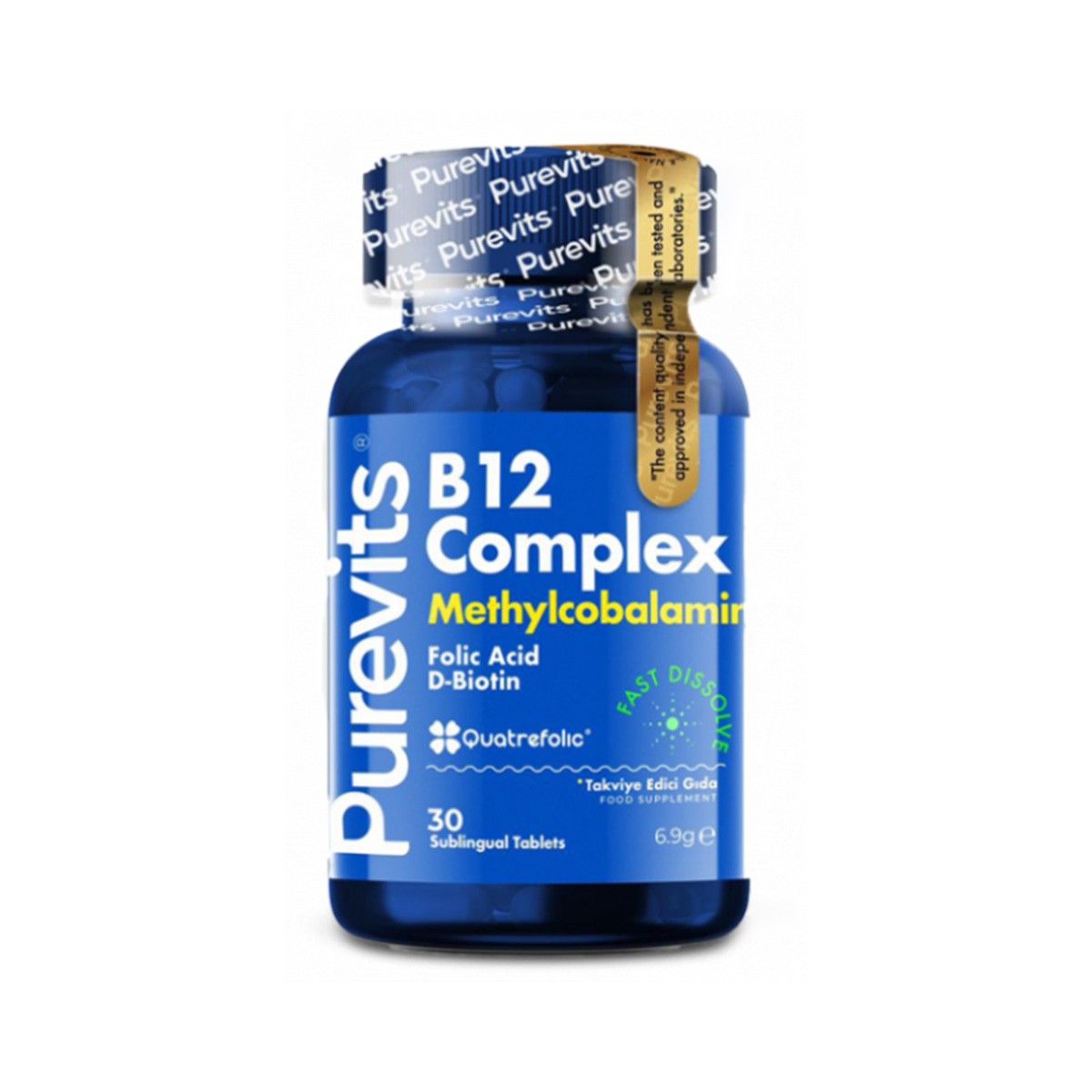 Vitamin B12 Complex - Folic Acid – Biotin – 30 Adet Dilaltı Tablet Purevits