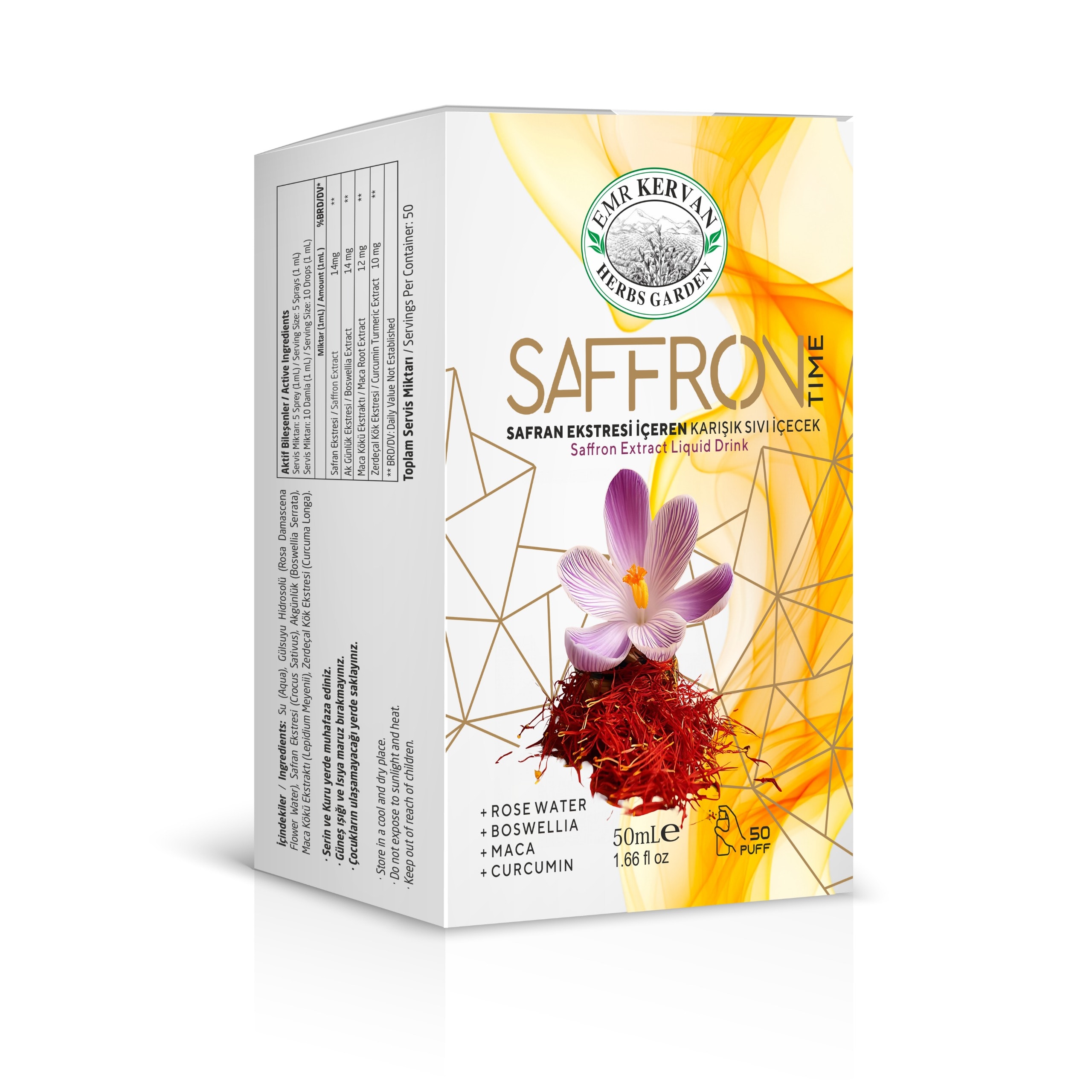 Saffron Time - Safran Ekstresi İçeren Sıvı İçecek 50ml (Safran Ekstraktı) EMR Kervan