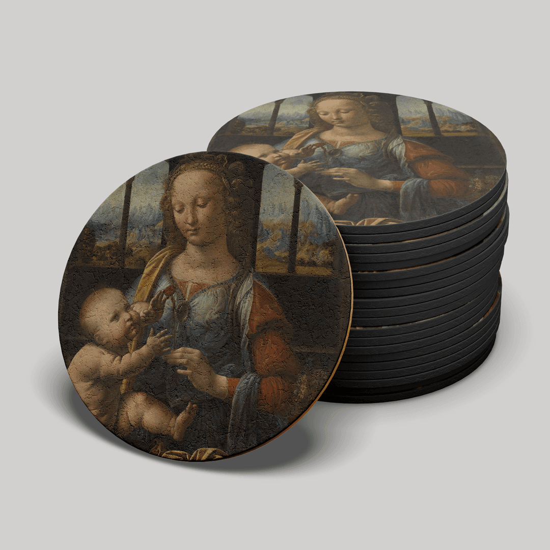 Leonardo da Vinci - Karanfil Madonna'sı - Bardak Altlığı