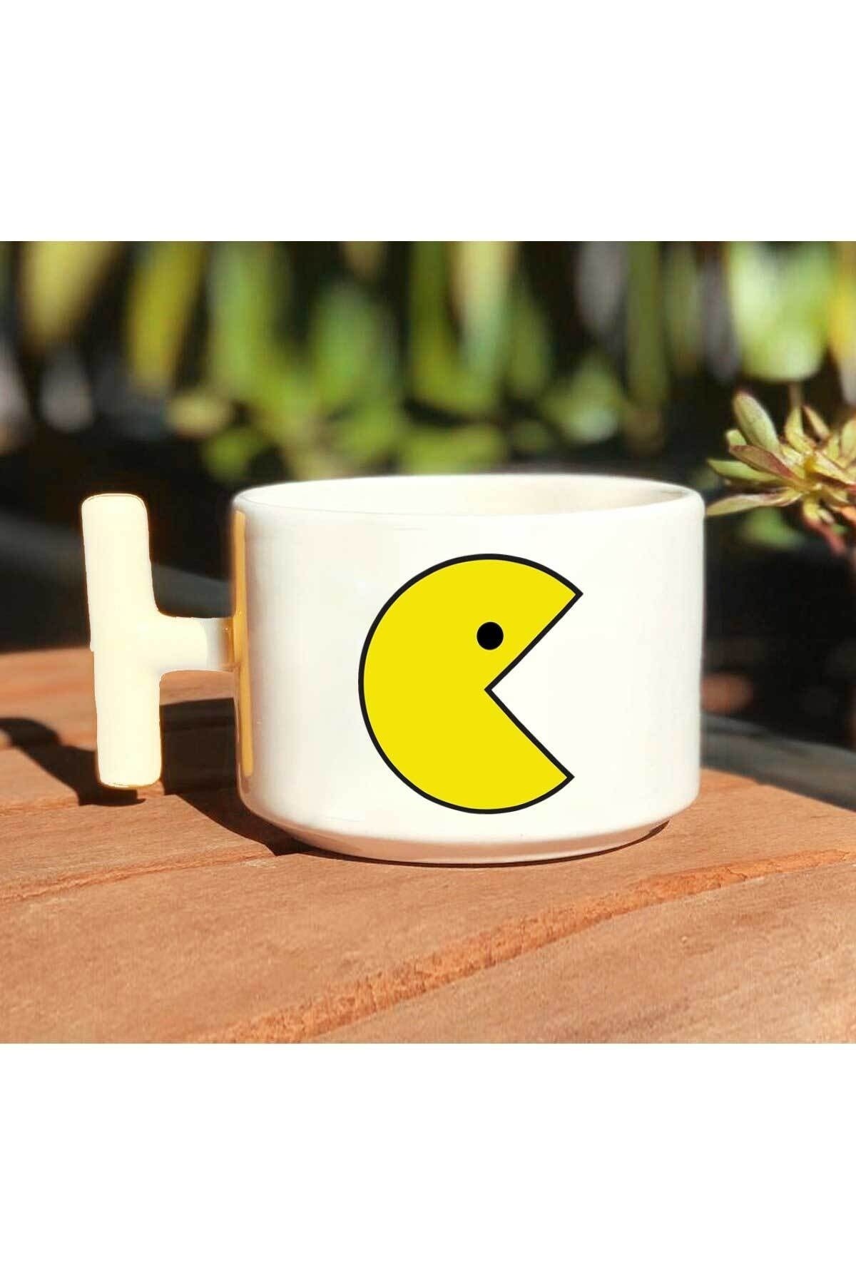 Pac-man Baskılı Beyaz T Kulp Kupa Bardak