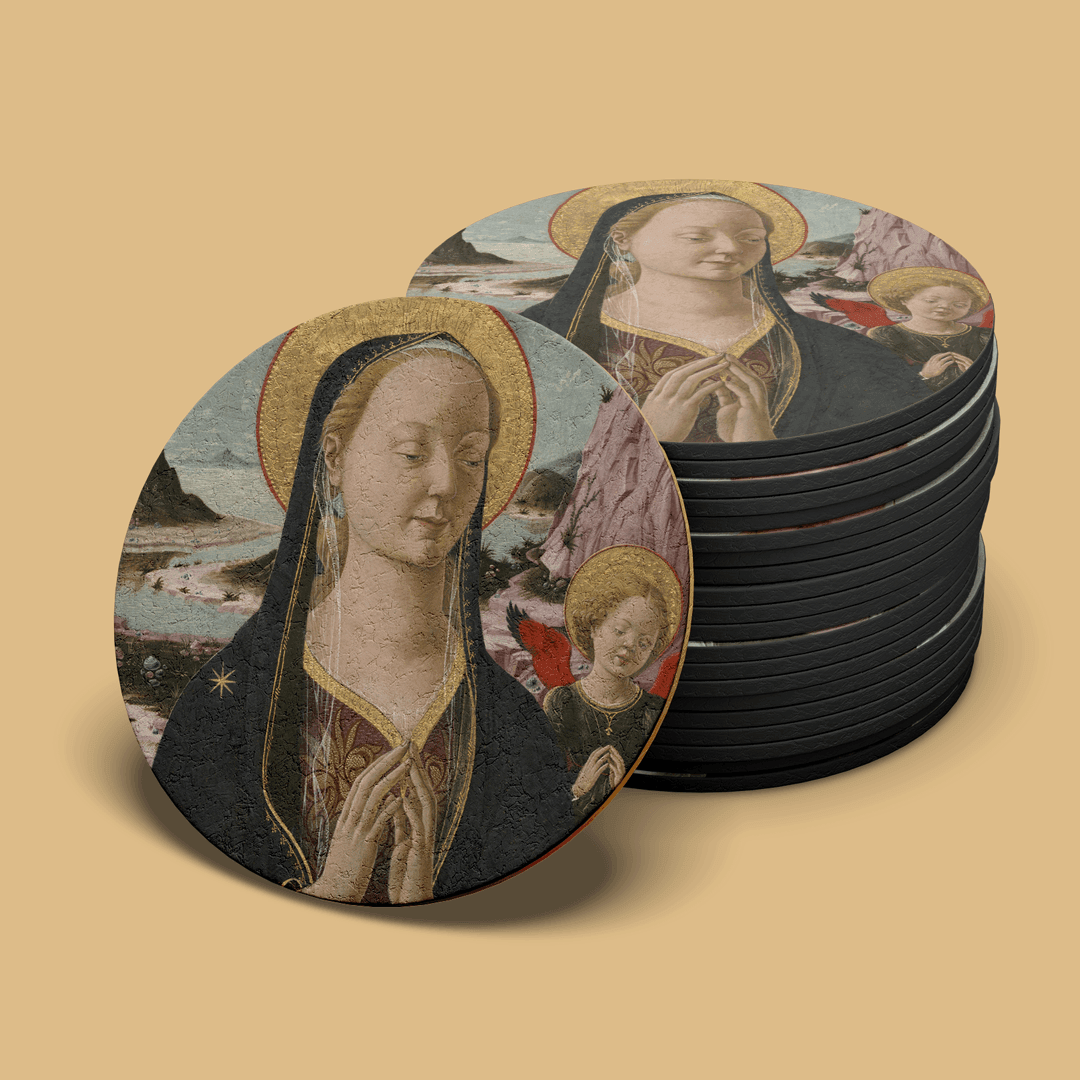 Ferrarese 15th Century - Madonna ve Meleklerle Çocuk - Bardak Altlığı