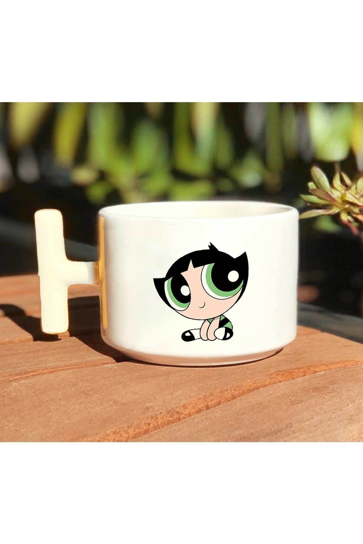 Powerpuff Girls Buttercup Baskılı Beyaz T Kulp Kupa Bardak