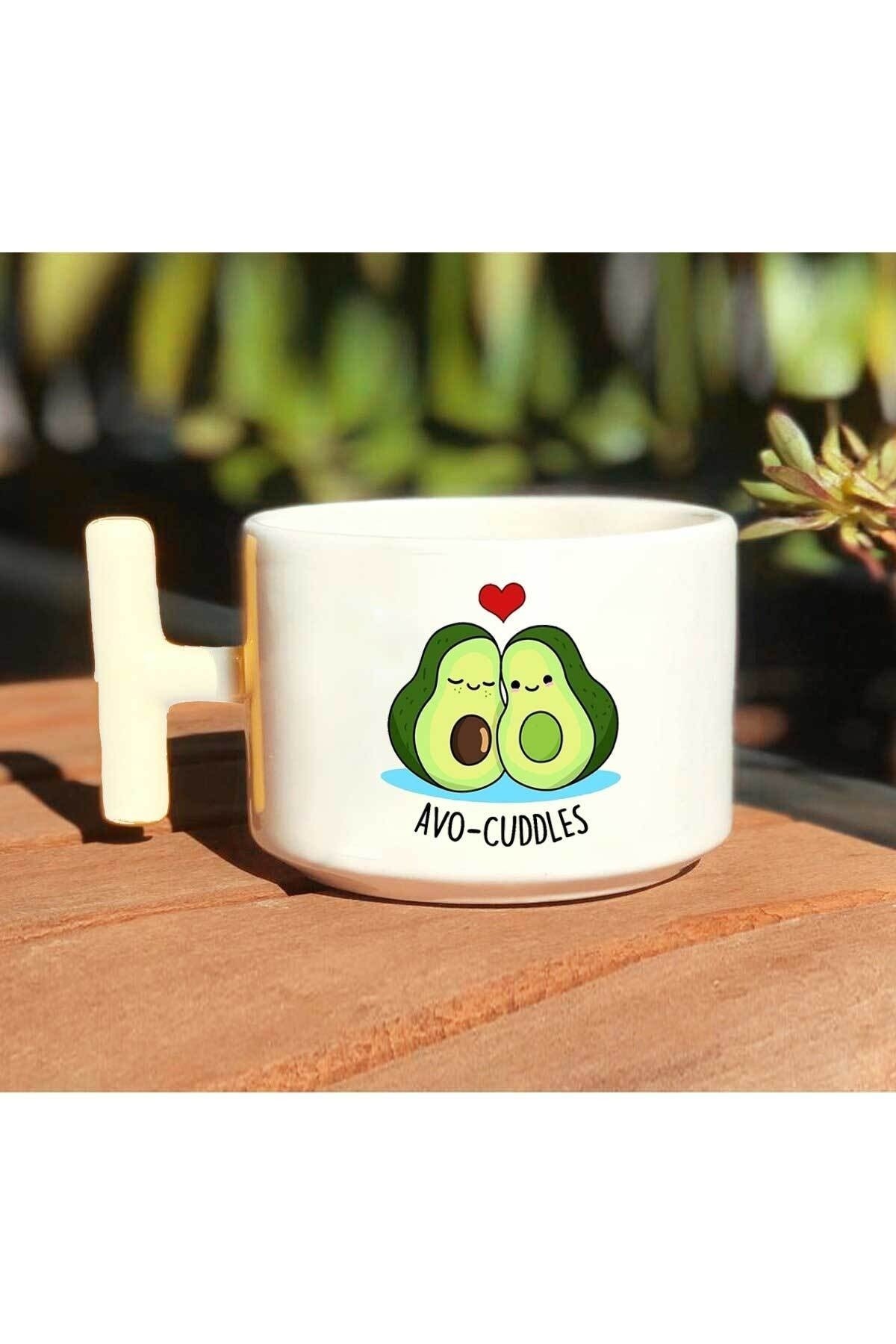 Avokado Avo-cuddles Baskılı Beyaz T Kulp Kupa Bardak