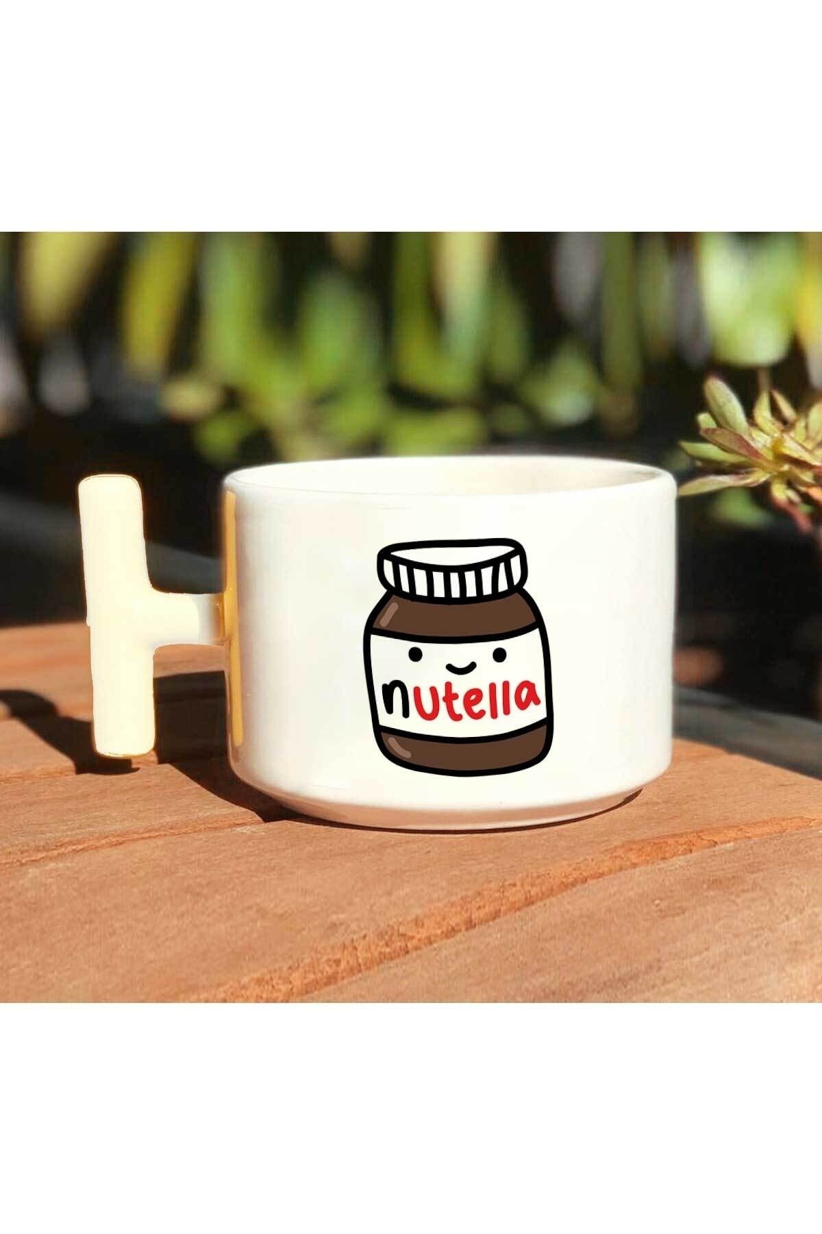 Nutella Kavanoz Baskılı Beyaz T Kulp Kupa Bardak