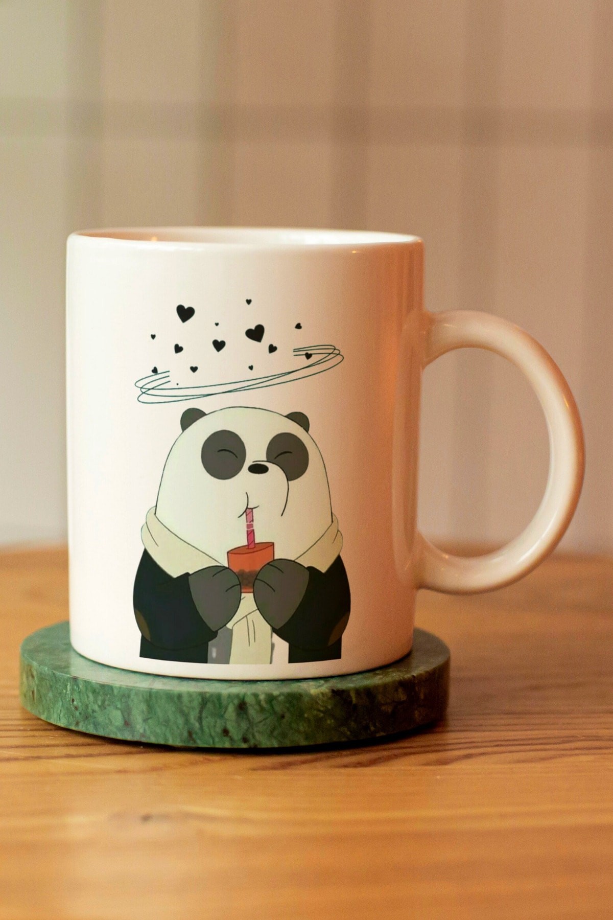 We Bare Bears Panda Baskılı Seramik Çay Kahve Kupası