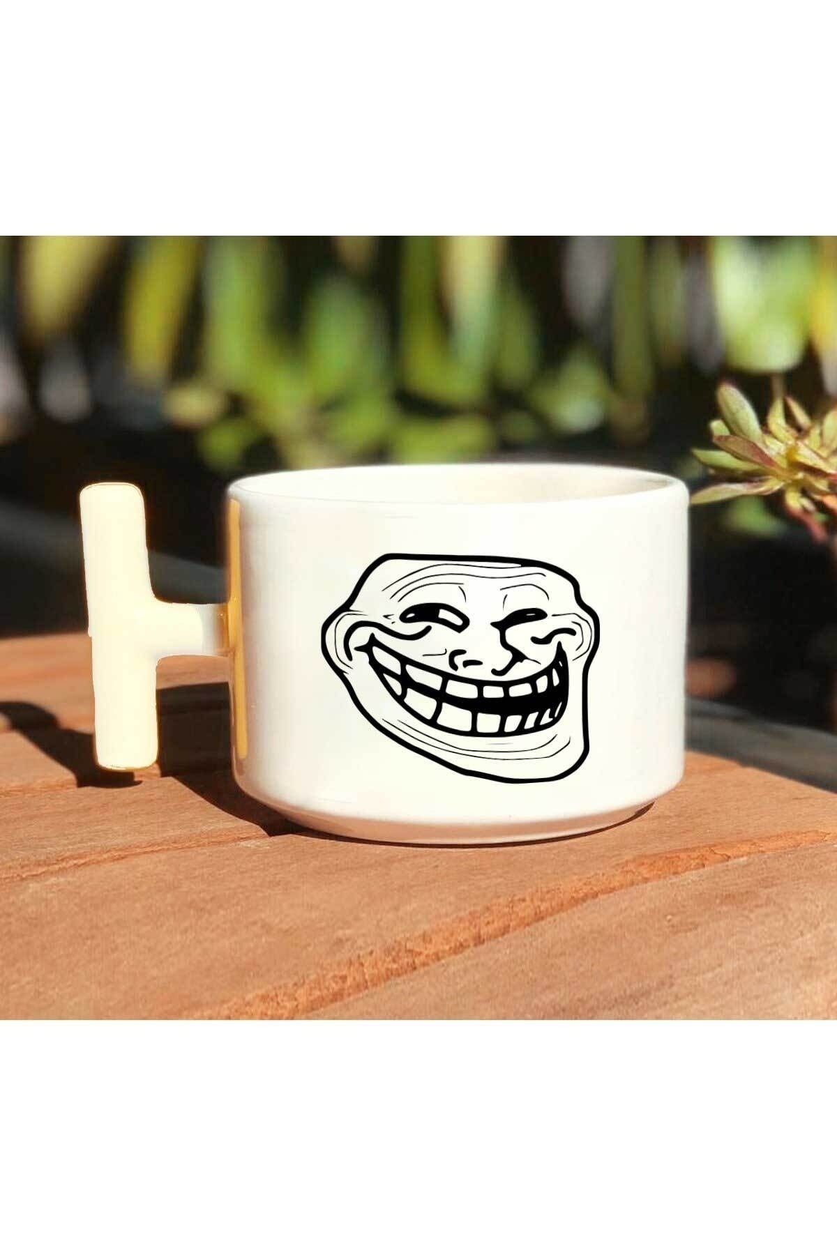 Troll Face Baskılı Beyaz T Kulp Kupa Bardak