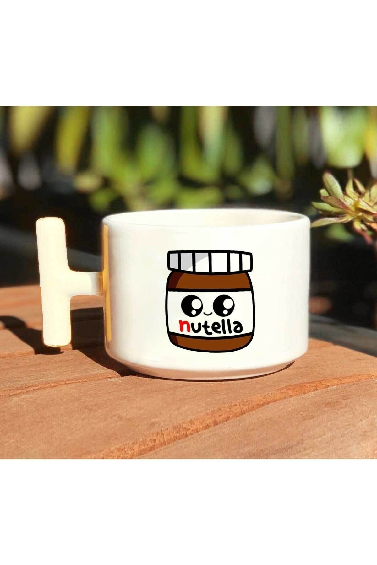 Nutella Kavanoz Baskılı Beyaz T Kulp Kupa Bardak