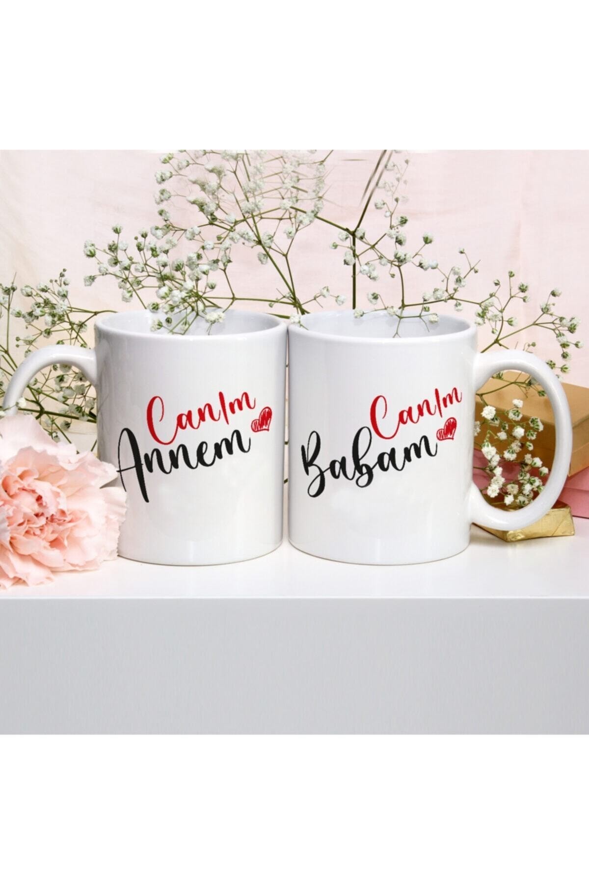 Hediye Anneler Günü Babalar Günü Canım Annem Canım Babam Baskılı Ikili Kupa Bardak 06366