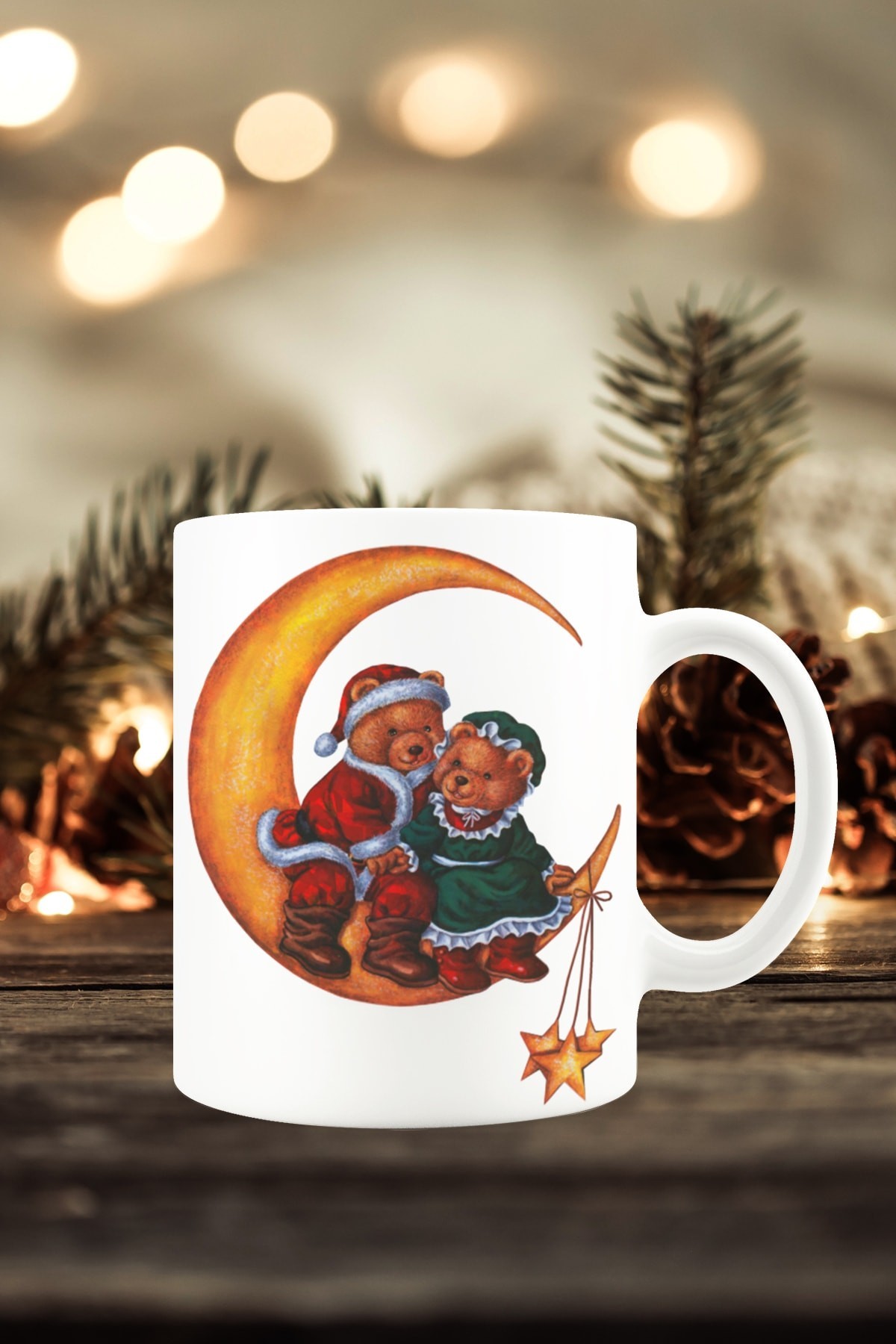 Yılbaşı Yeni Yıl Konseptli Noel Ayıcıklar Baskılı Kupa Bardak