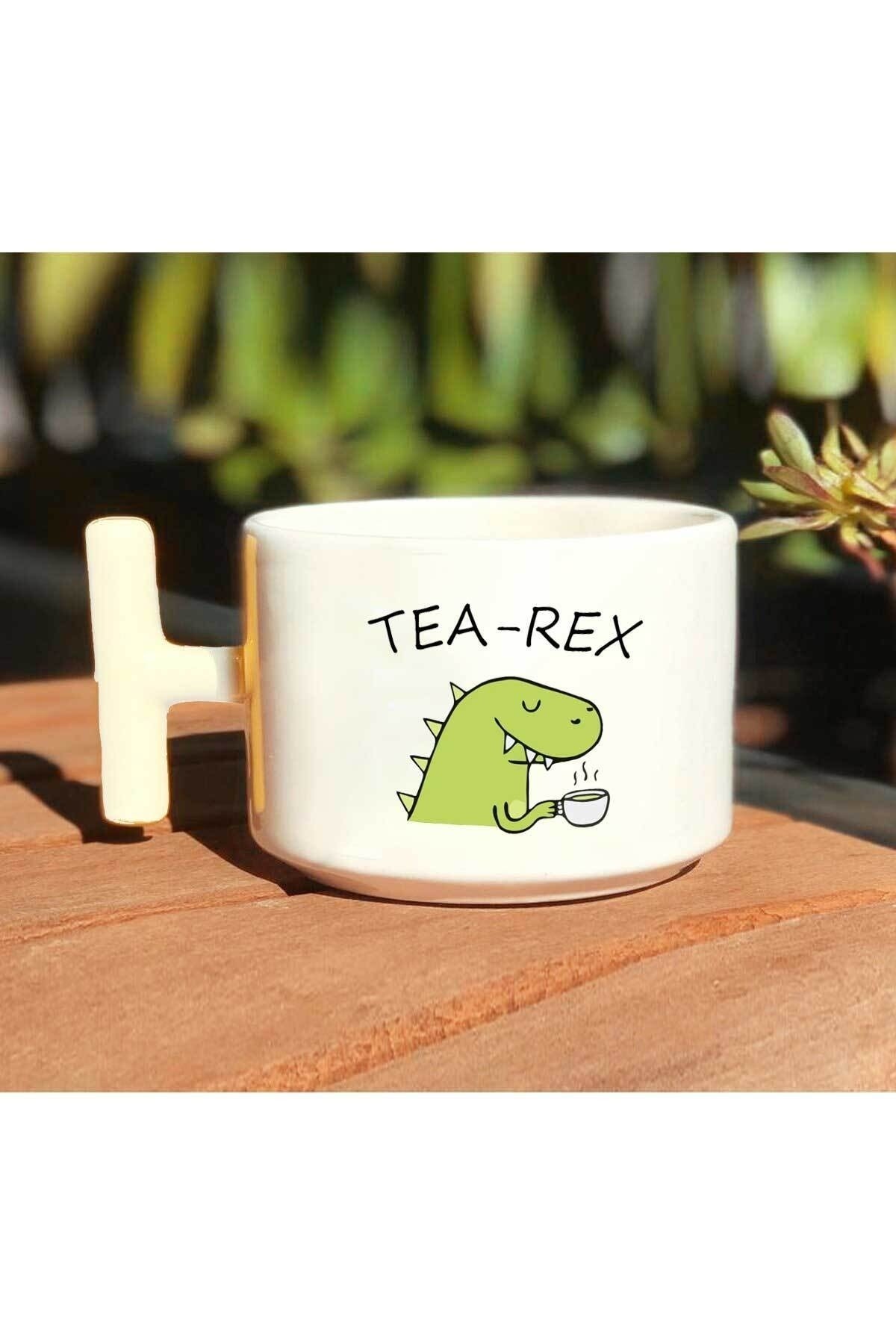 Tea-rex Baskılı Beyaz T Kulp Kupa Bardak