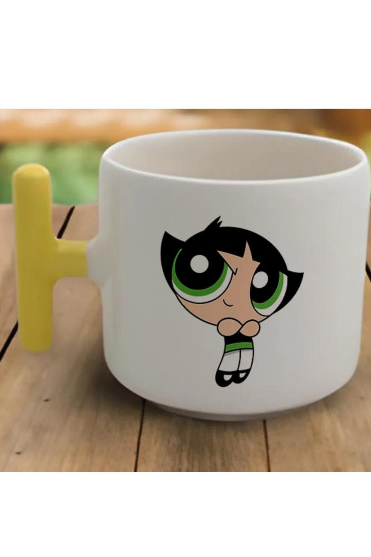 Sarı T Kulp Powerpuff Girls.. Baskılı Tasarımlı Latte Fincan Modeli