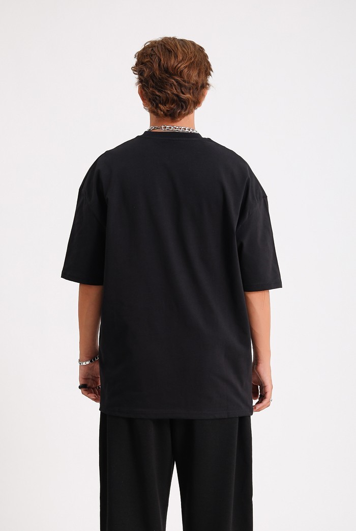 NEW ORLEANS Siyah Baskılı Oversize T-shirt