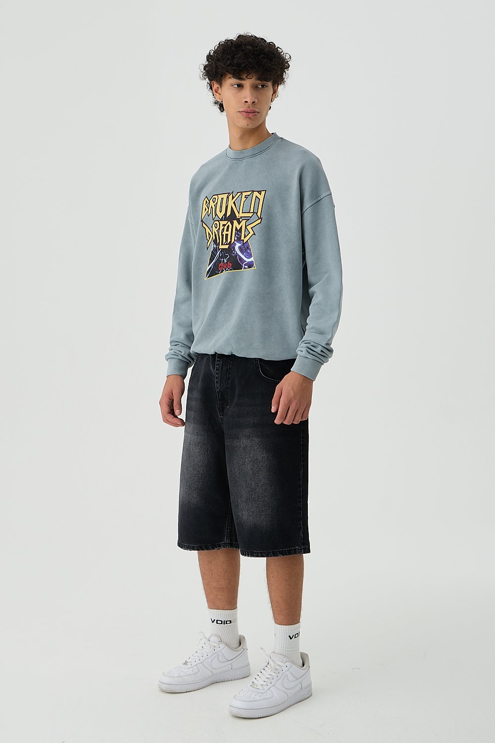 Broken Dreams Baskılı Oversize Sweatshirt