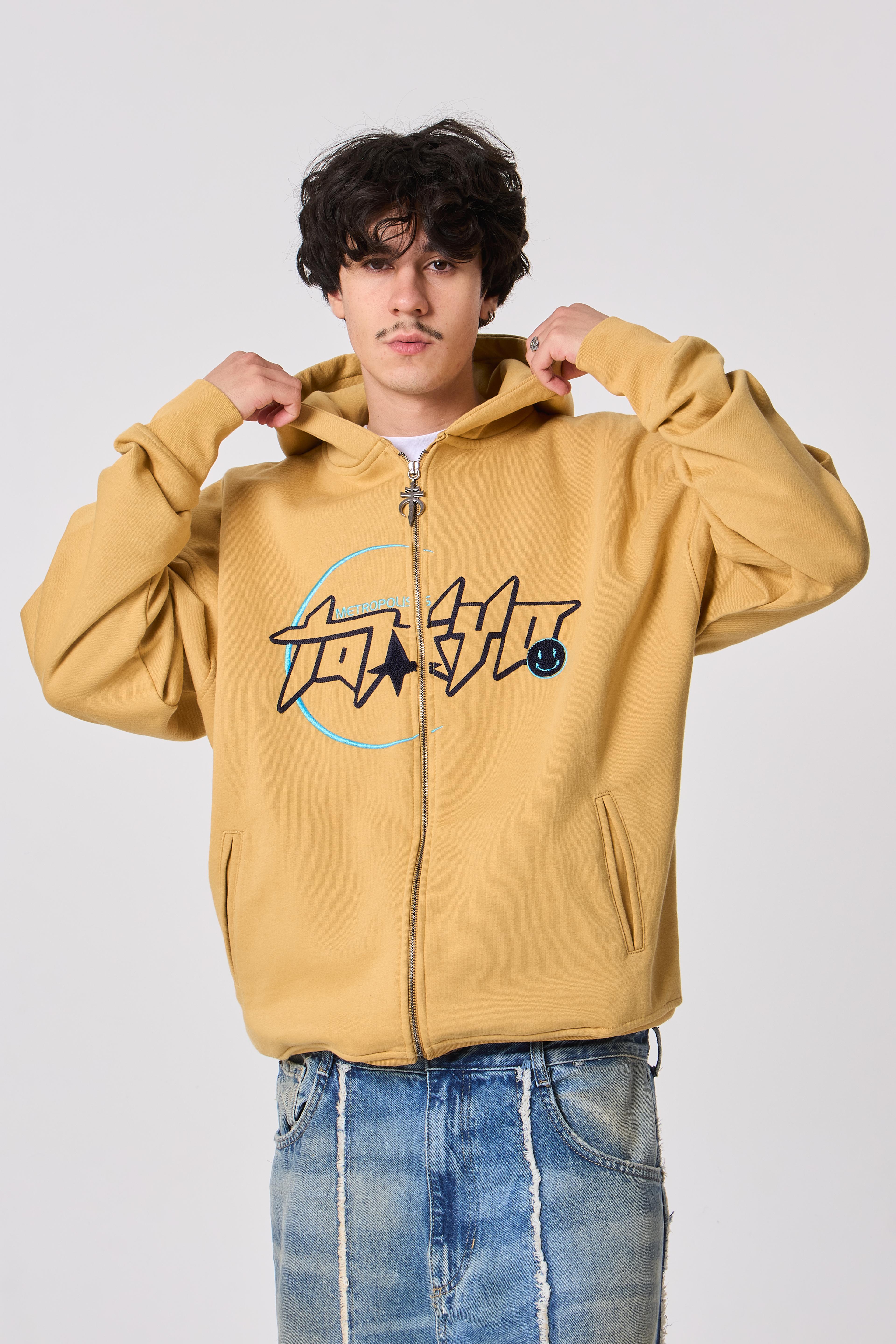 Tokyo Nakışlı Kapüşonlu Oversize Sweatshirt