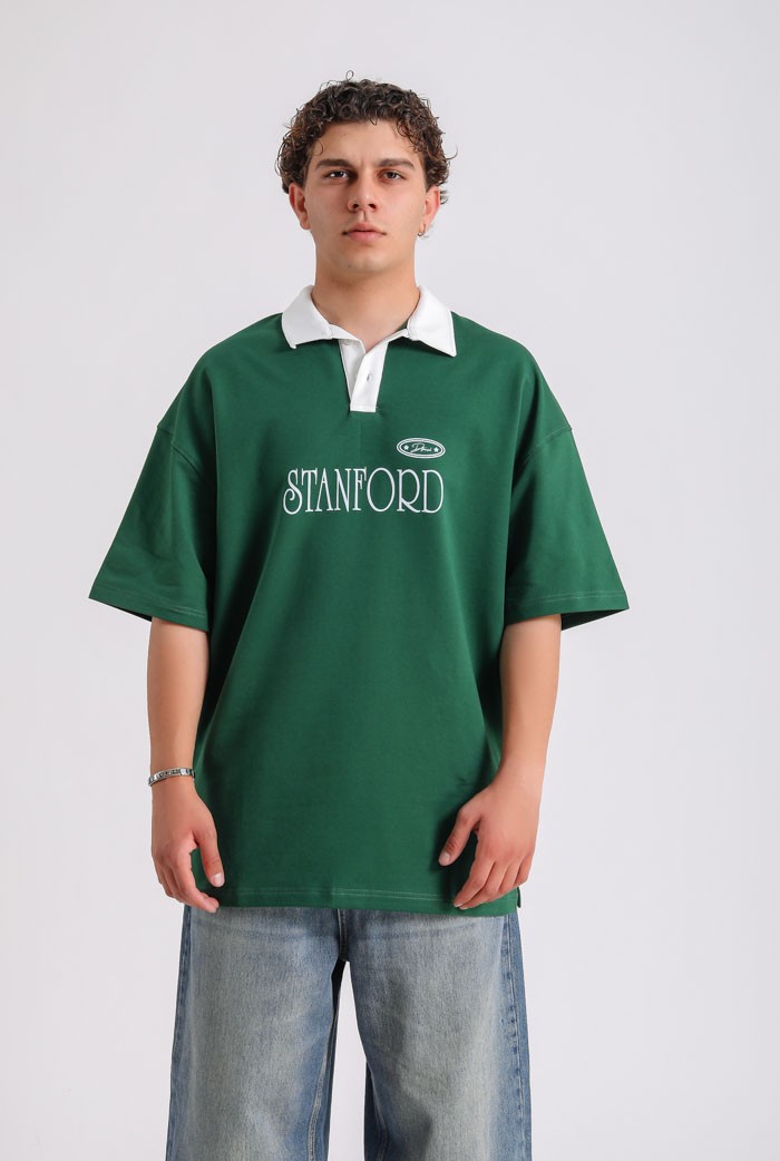 Stanford Polo Yaka Oversize Tee - Yeşil