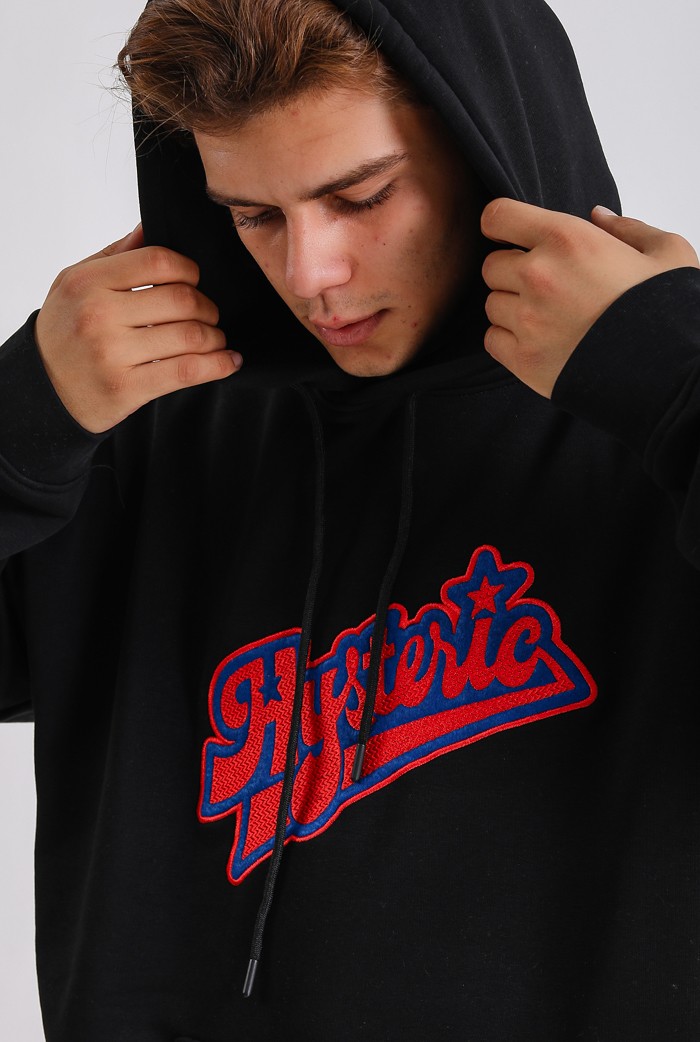 Hysteric Nakış Detaylı Siyah Premium Oversize Hoodie