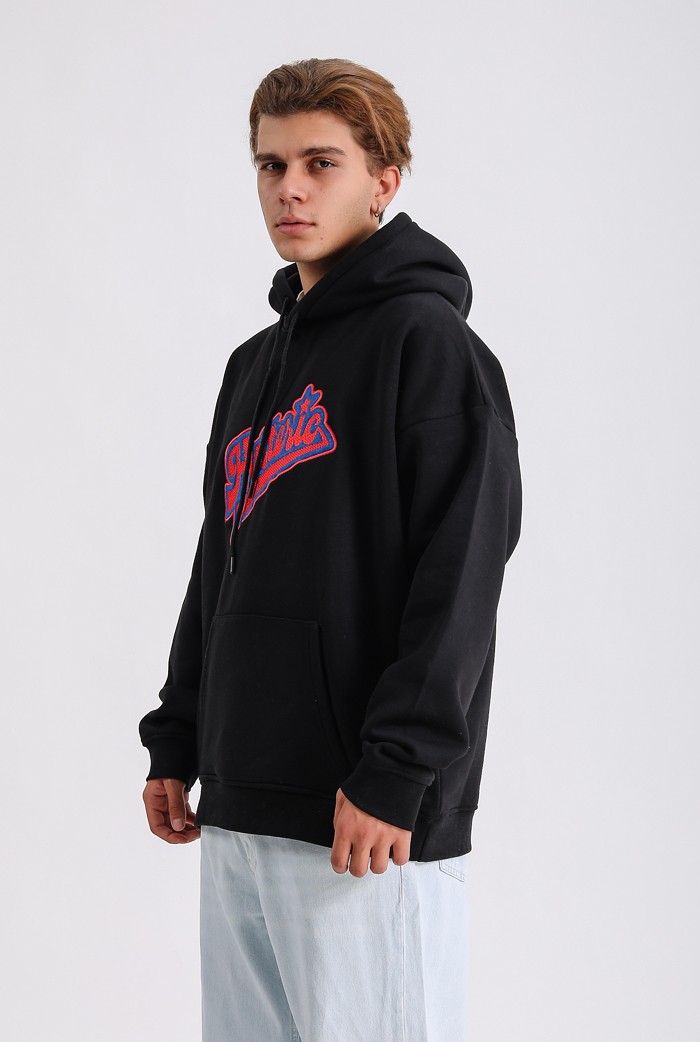 Hysteric Nakış Detaylı Siyah Premium Oversize Hoodie