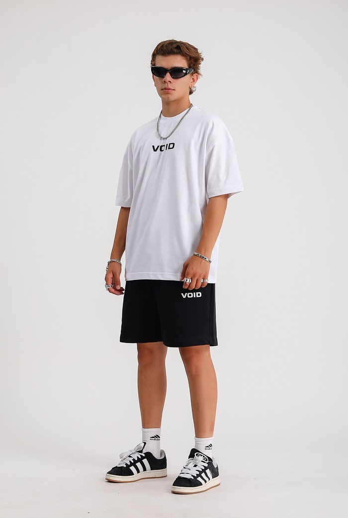 VOID Chest Logo Beyaz Basic Oversize Tişört