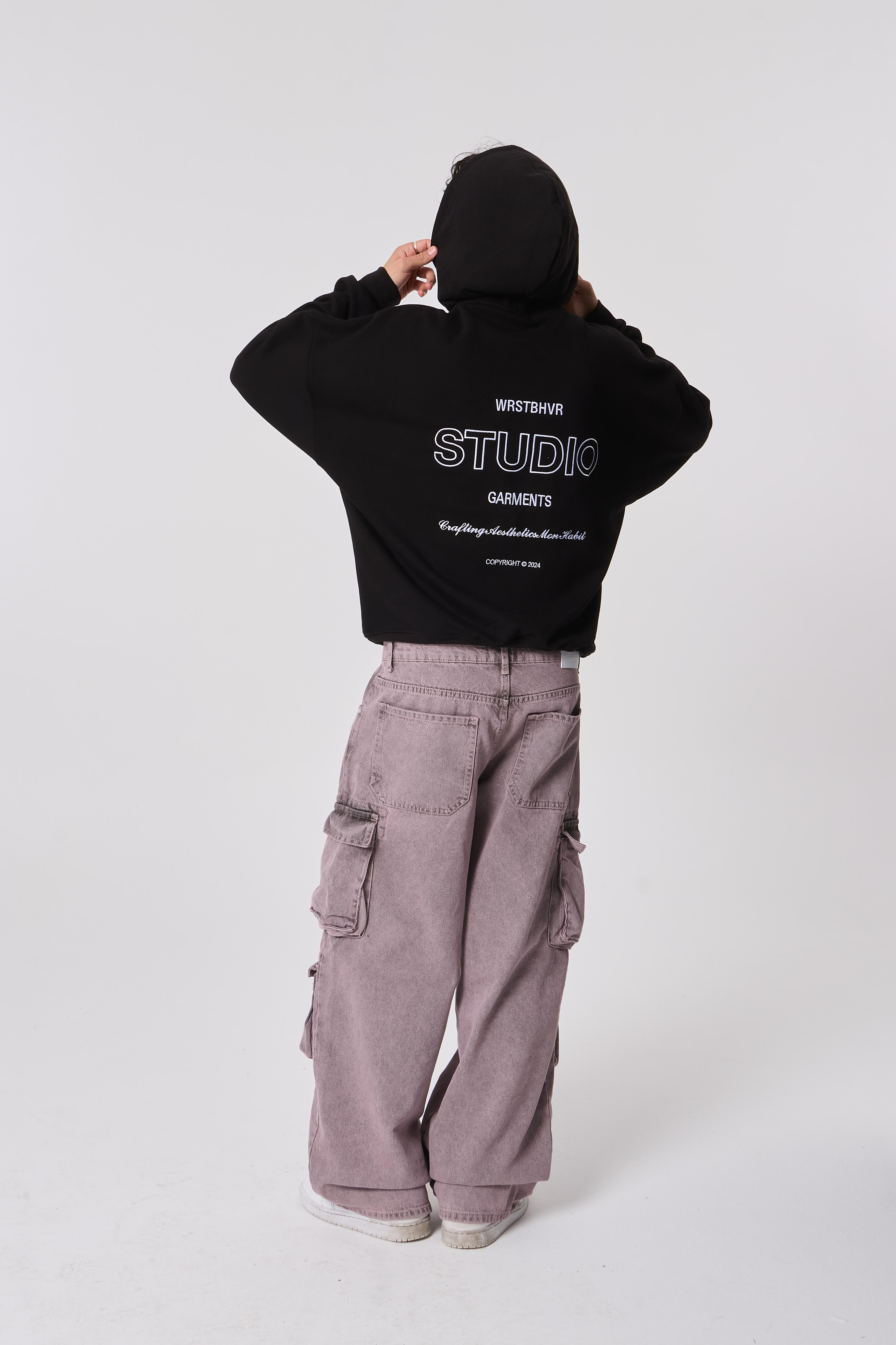 WRSTBHVR Studio Garments Nakışlı Kapüşonlu Oversize Sweatshirt