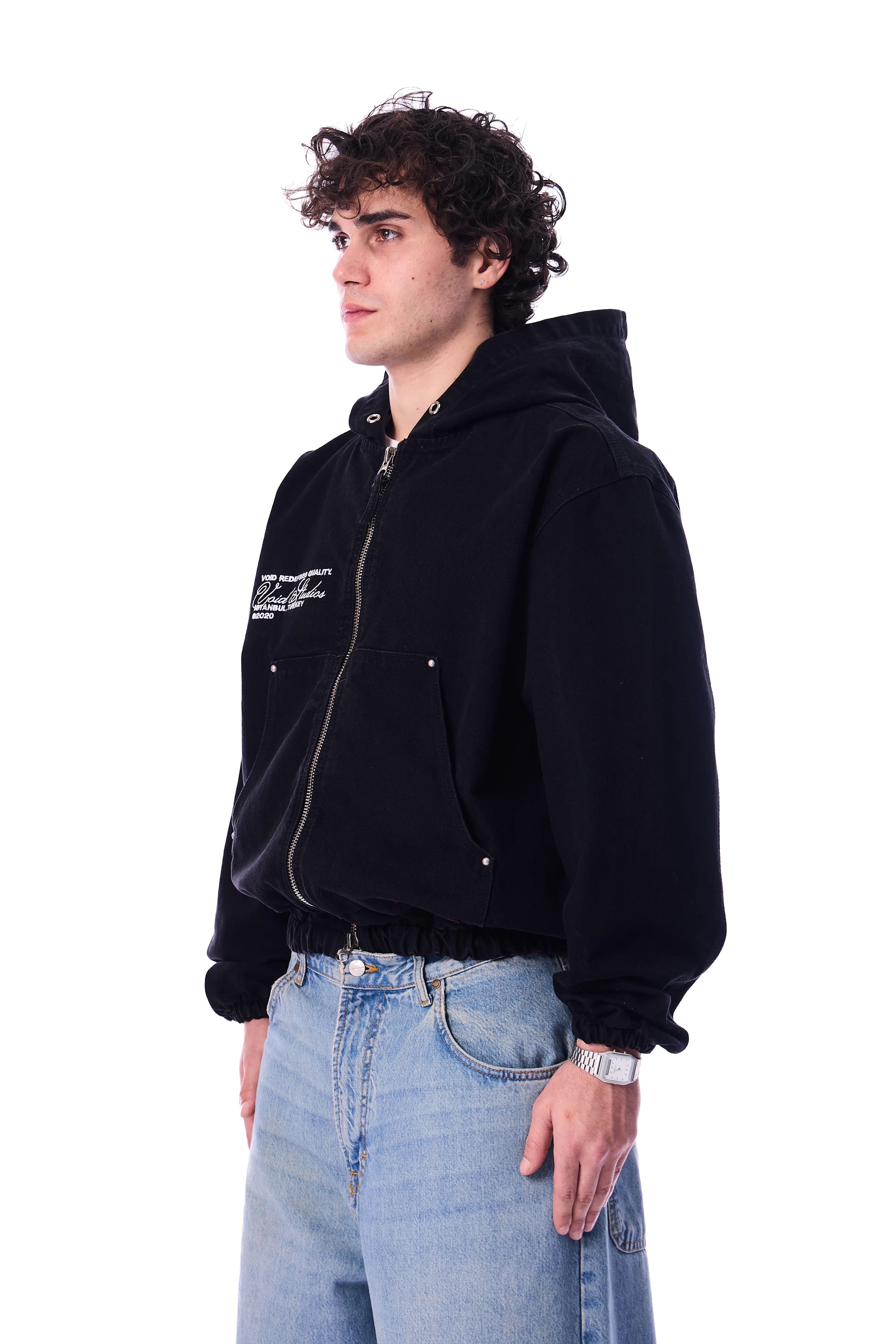 VOID Creative Dept. Çift Fermuar Premium Oversize Kot Ceket