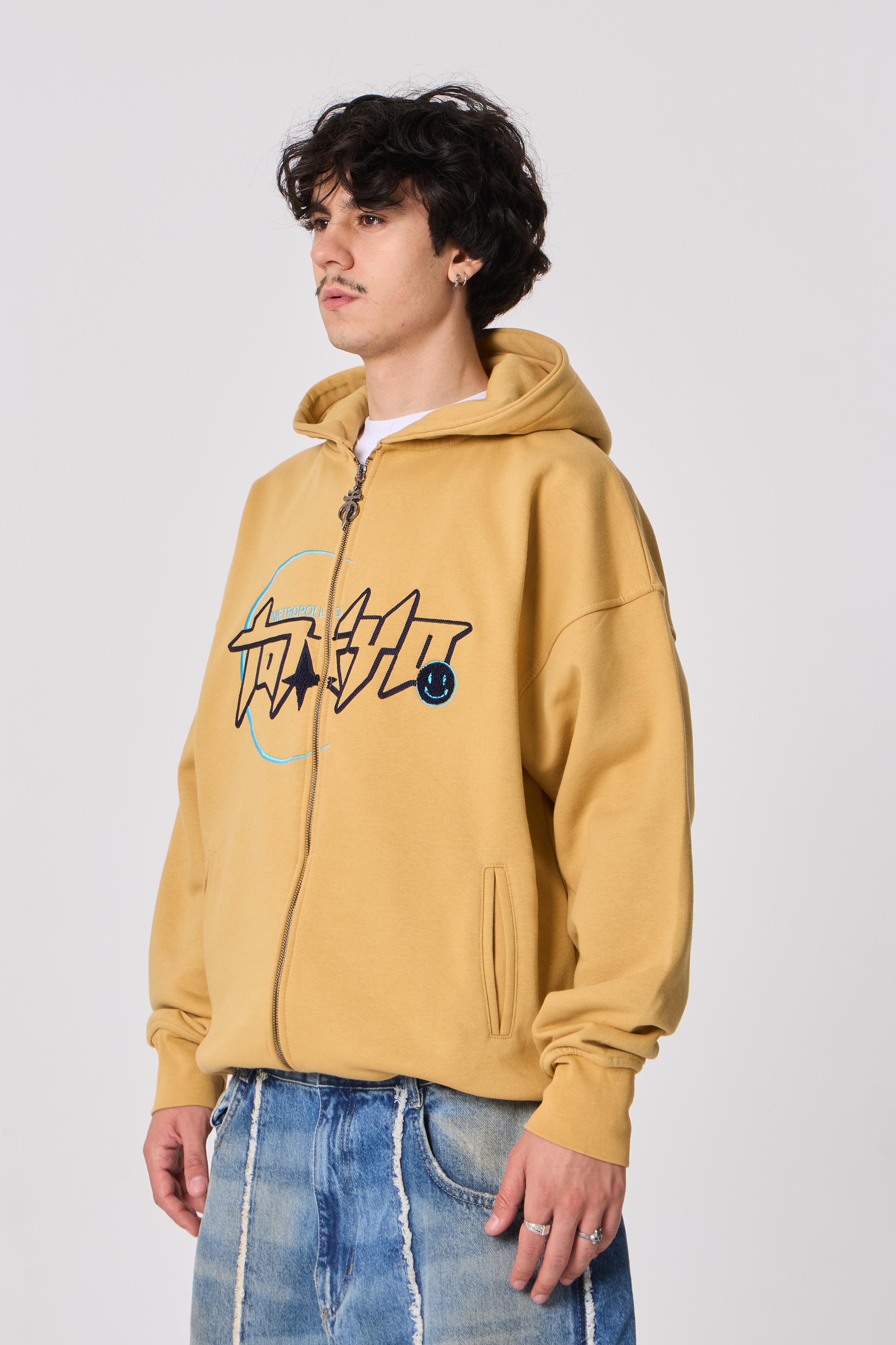 Tokyo Nakışlı Kapüşonlu Oversize Sweatshirt