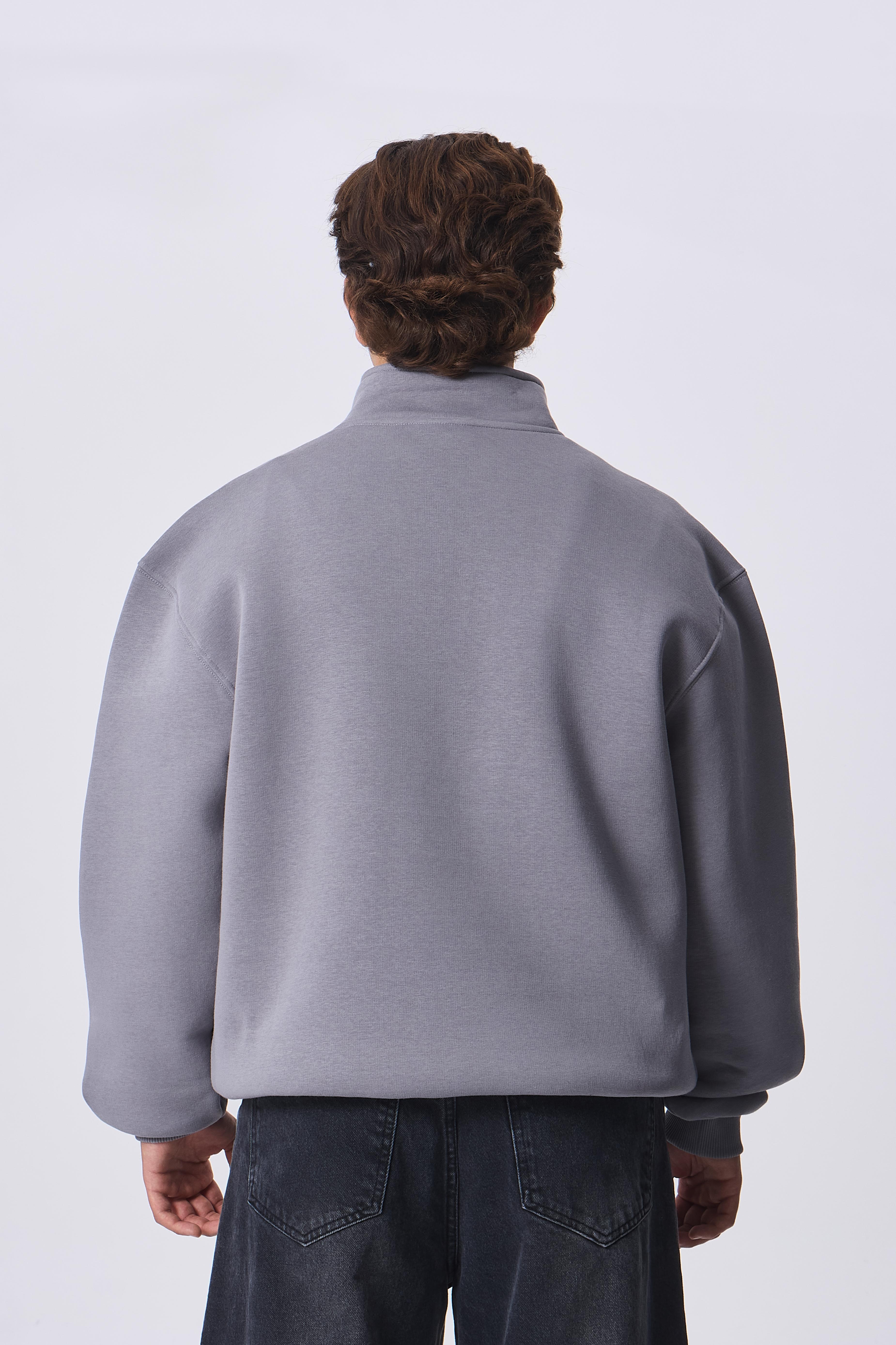 Premium Half-Zip Nakış Detaylı Sweatshirt