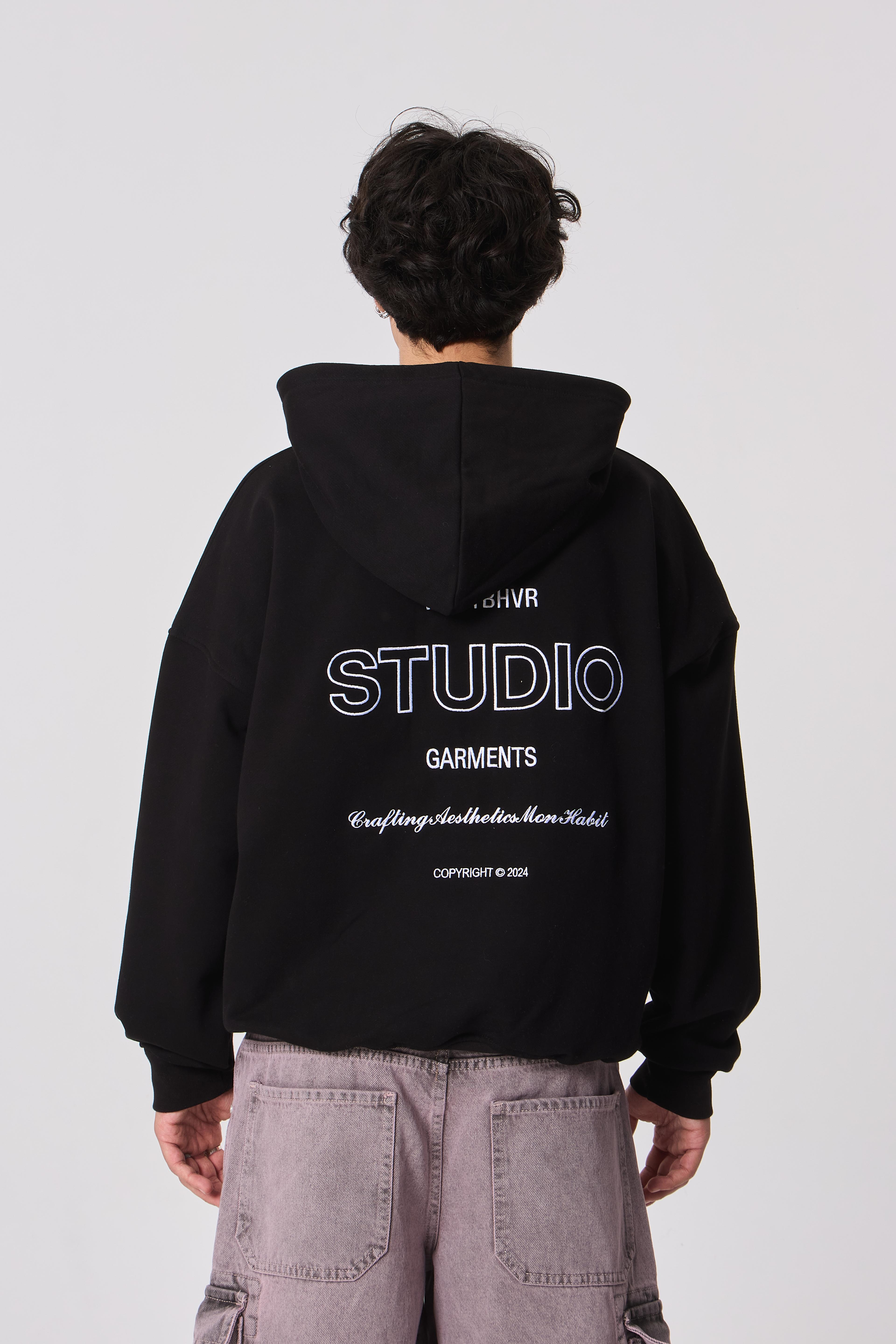 WRSTBHVR Studio Garments Nakışlı Kapüşonlu Oversize Sweatshirt