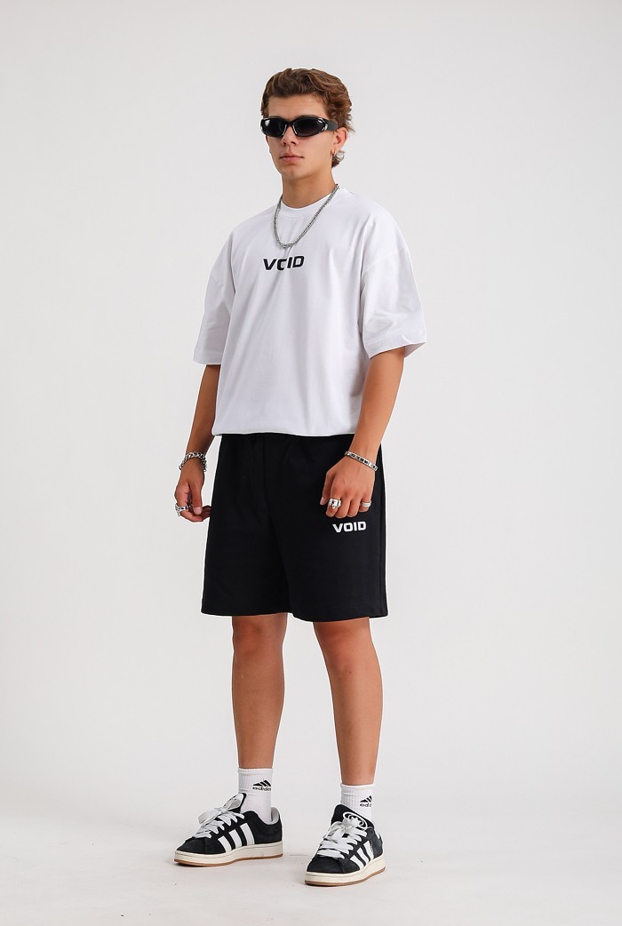 VOID Chest Logo Beyaz Basic Oversize Tişört