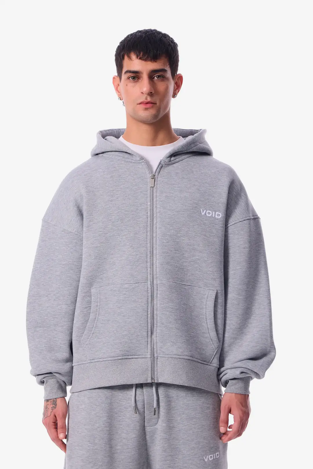 VOID Nakışlı Premium ZIPPER Oversize Hoodie