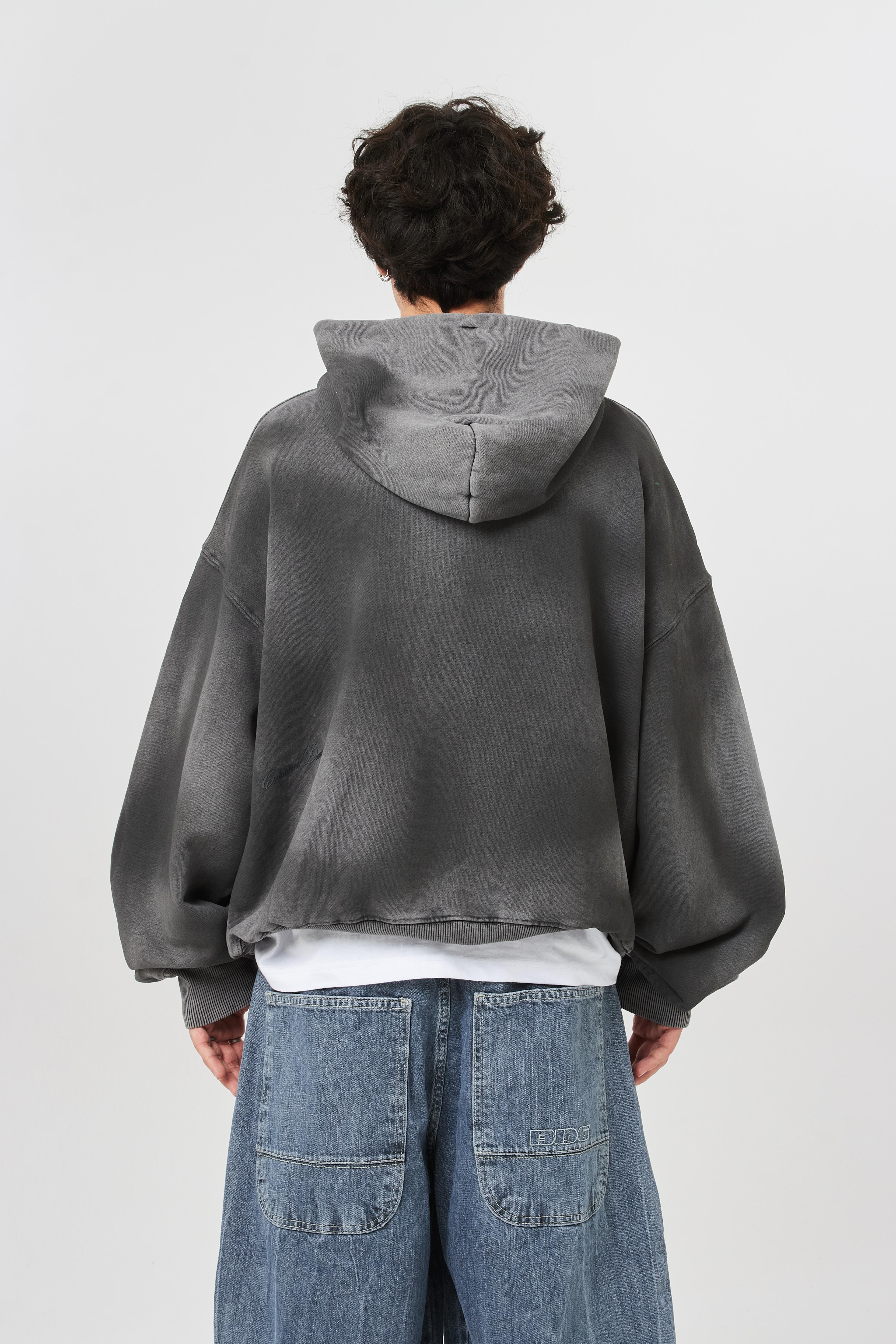 Diagonel Kumaş Premium Basic Kapüşonlu Oversize Sweatshirt