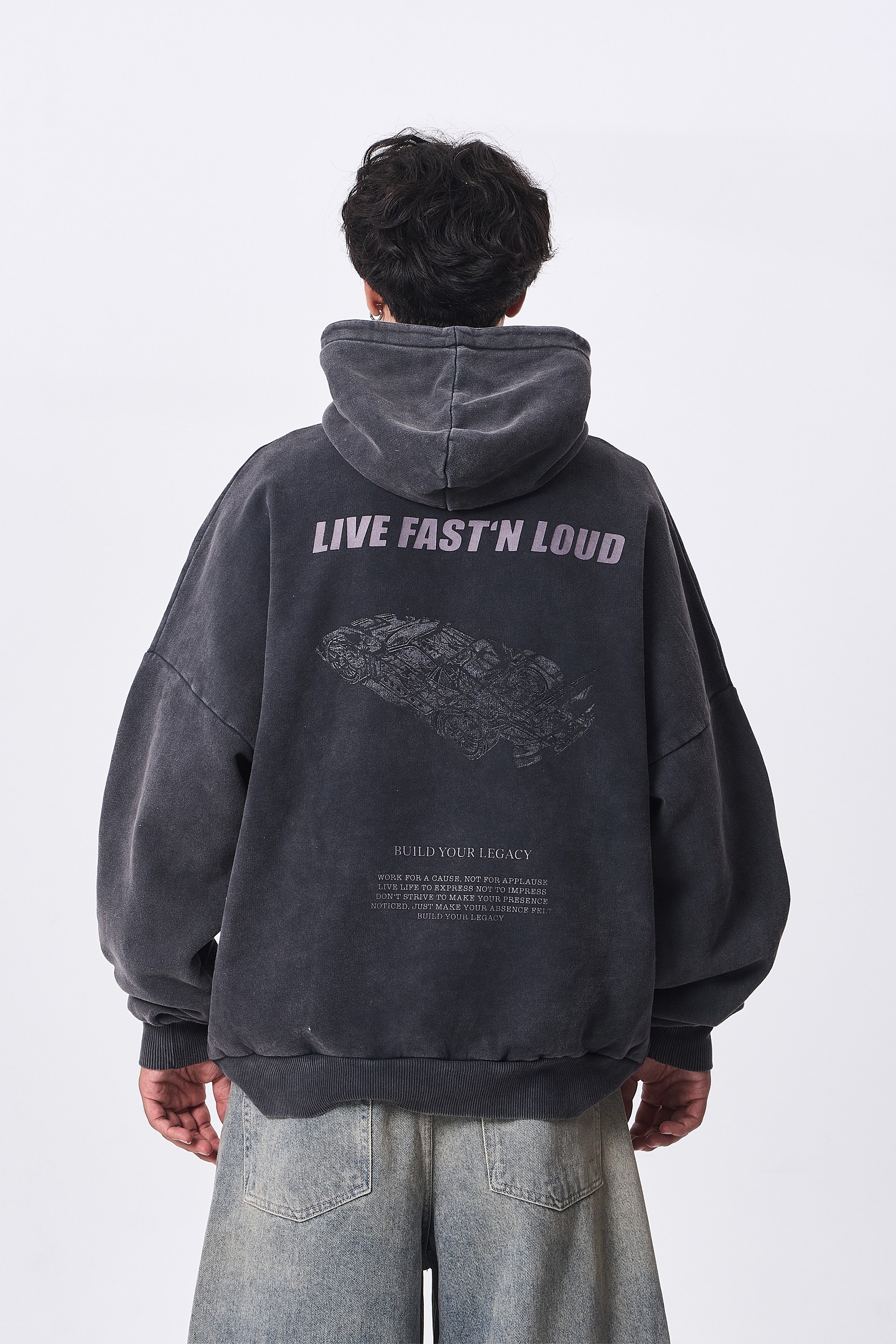 Live Fast'N Loud Baskılı Oversize Sweatshirt