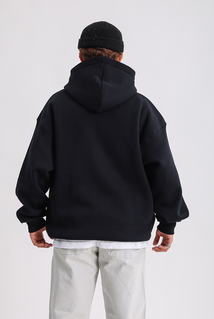 Siyah Premium Oversize Zip Hoodie