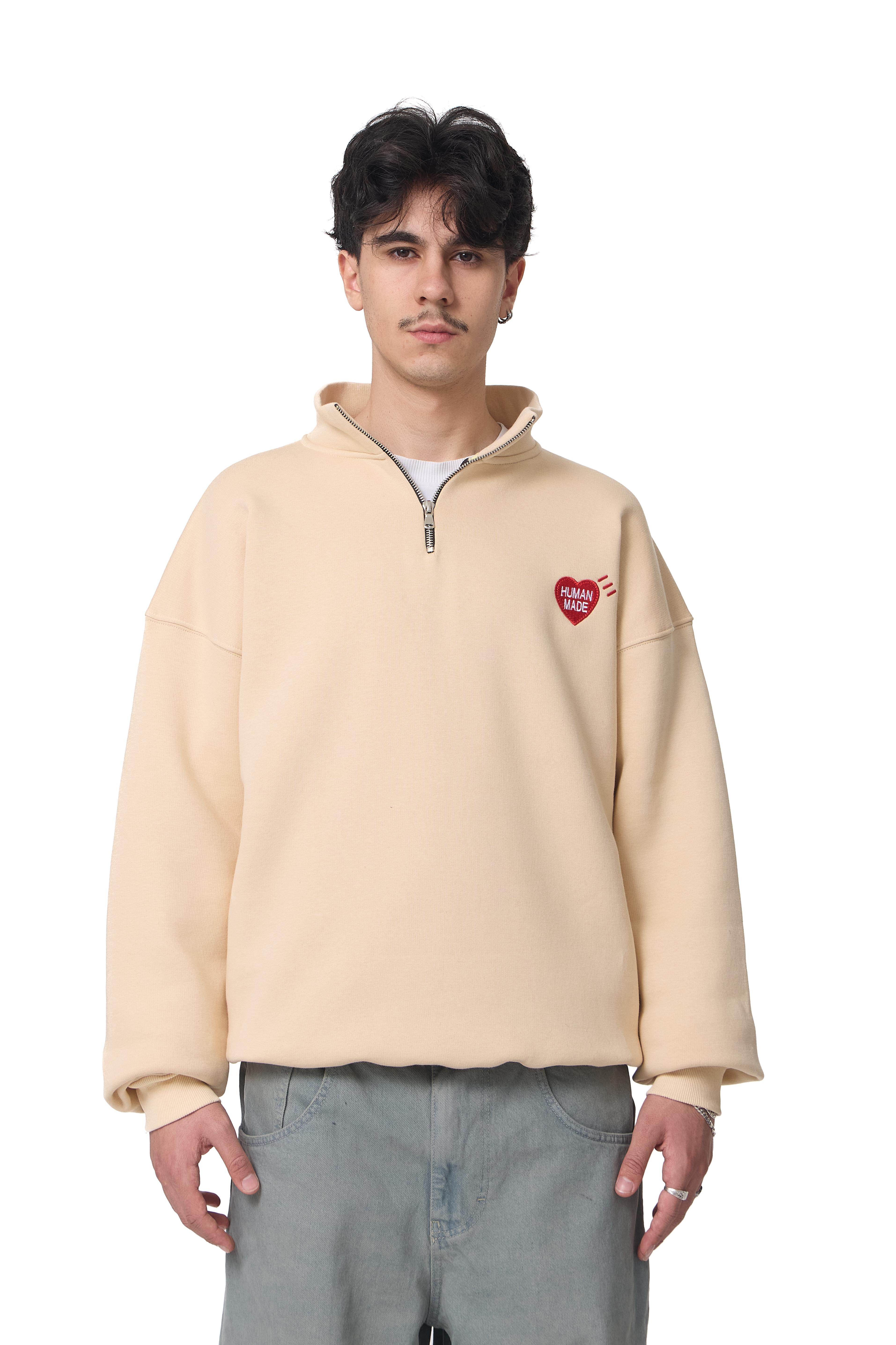 Human Made Nakış Detaylı Half-Zip Oversize Sweatshirt - Bej