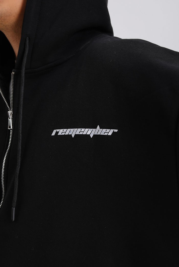 Remember Baskılı Oversize Premium Zip Hoodie