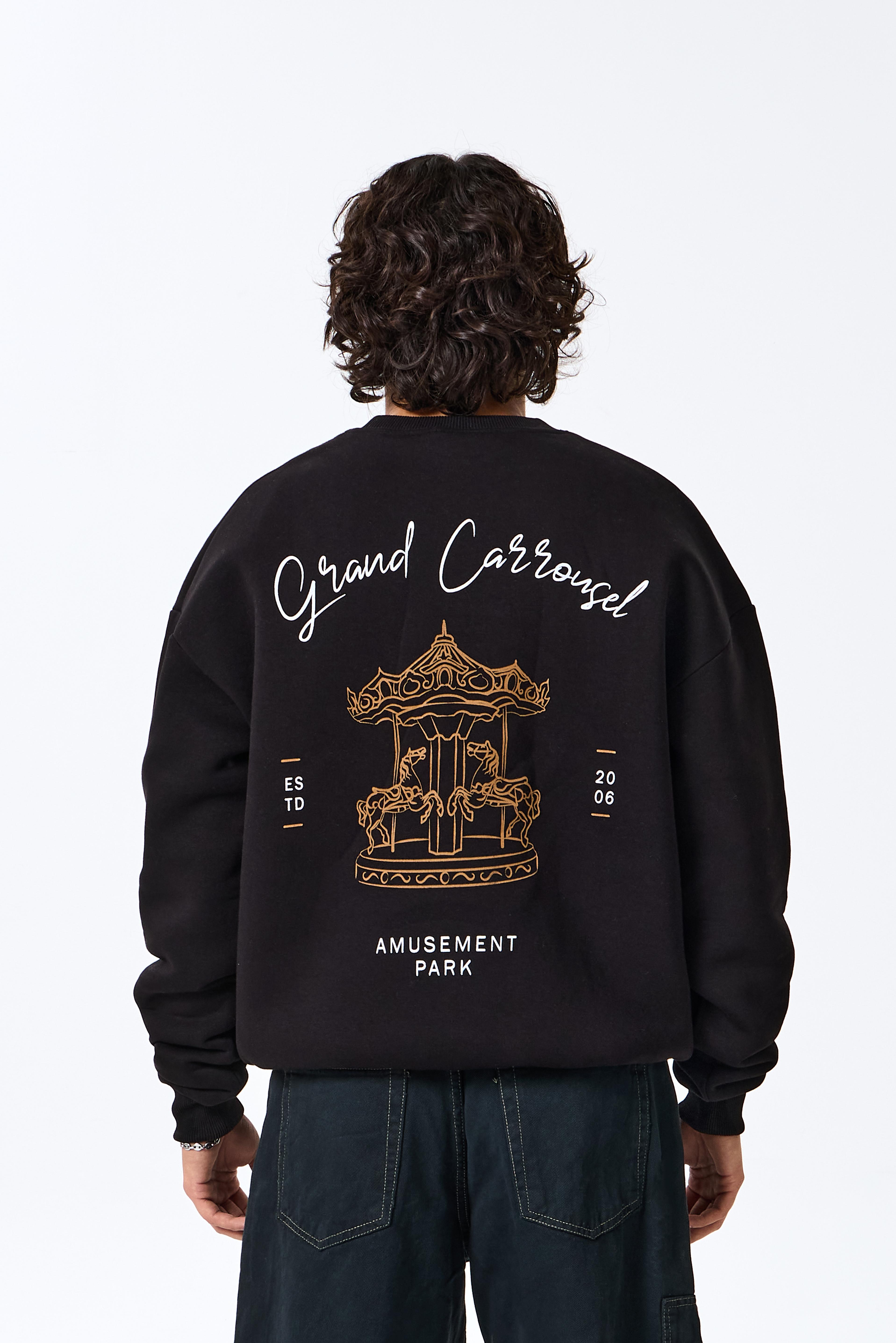 Amusement Park Premium Oversize Sweatshirt - Siyah