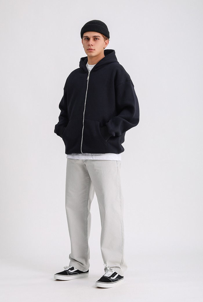 Siyah Premium Oversize Zip Hoodie