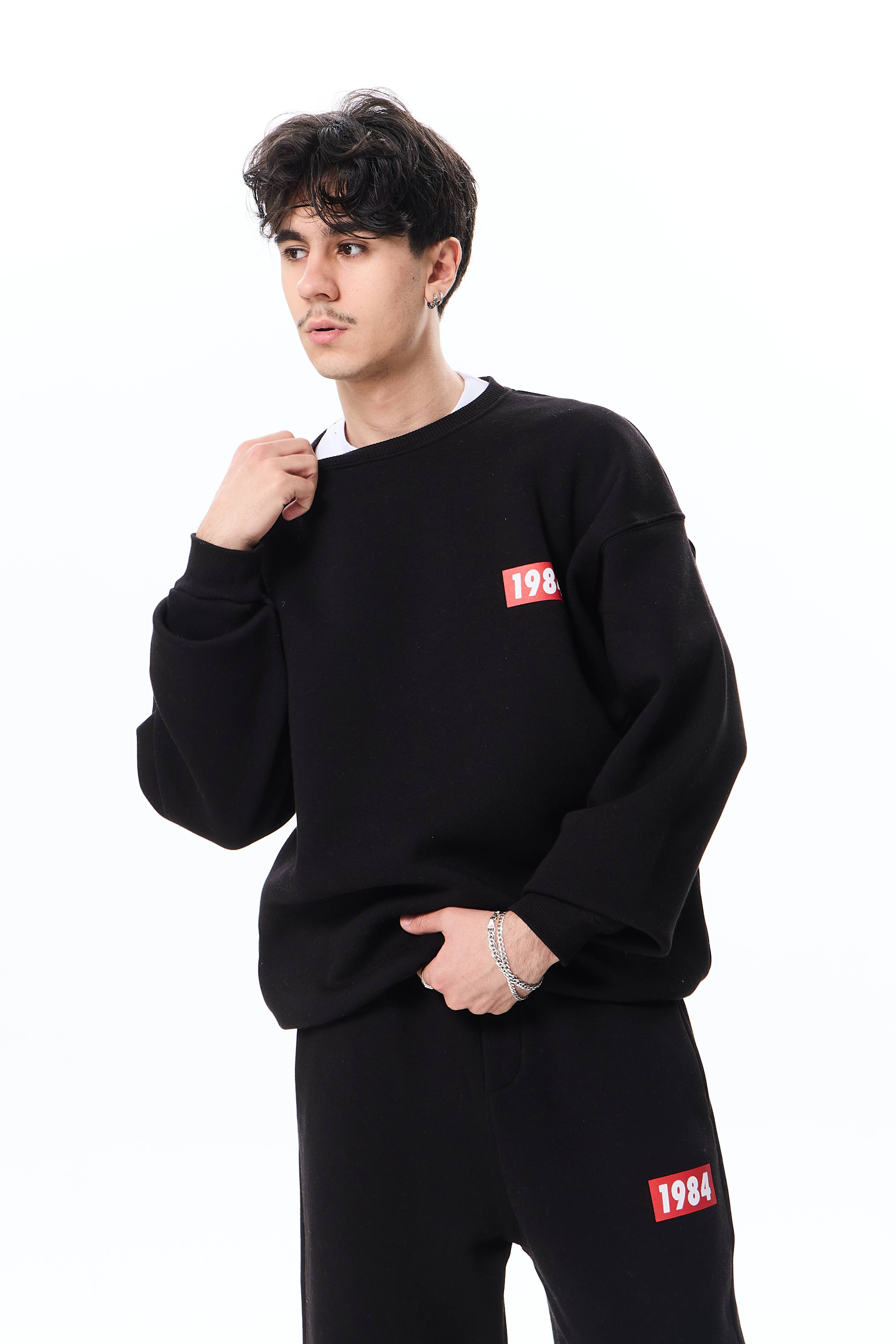 1984 Baskı Detaylı Premium Oversize Sweatshirt