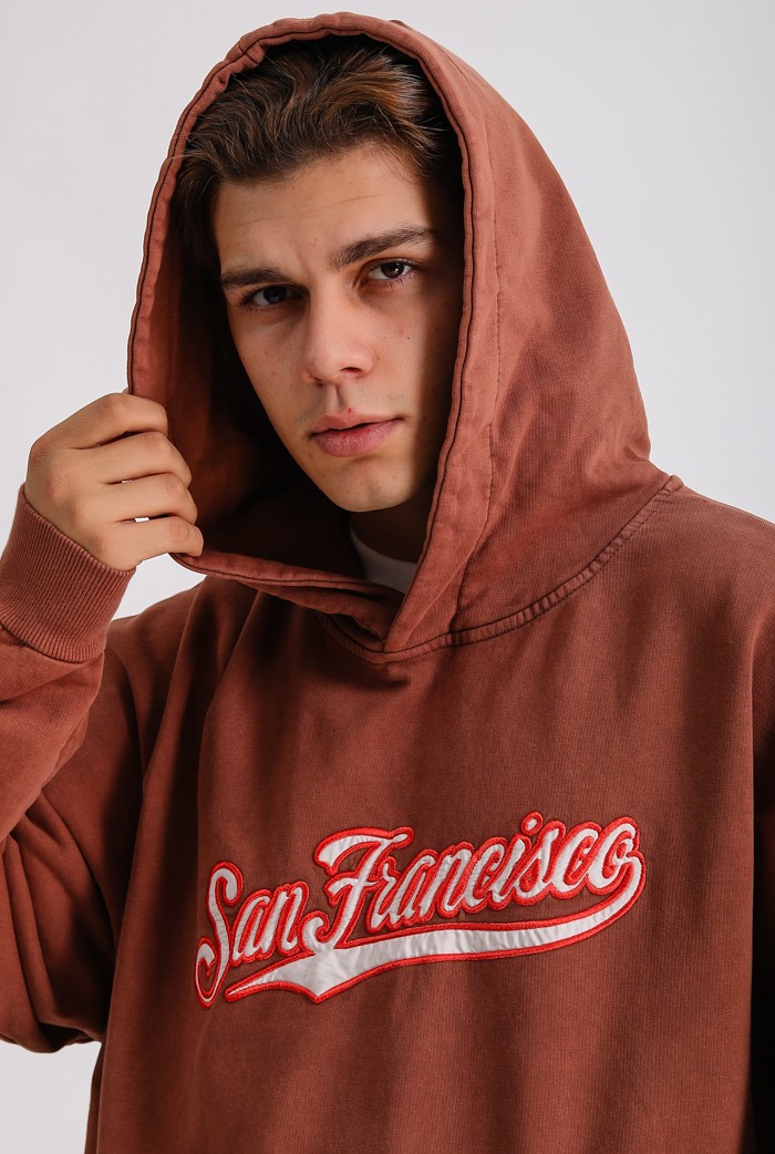 San Francisco Nakış Detaylı Washed Oversize Hoodie