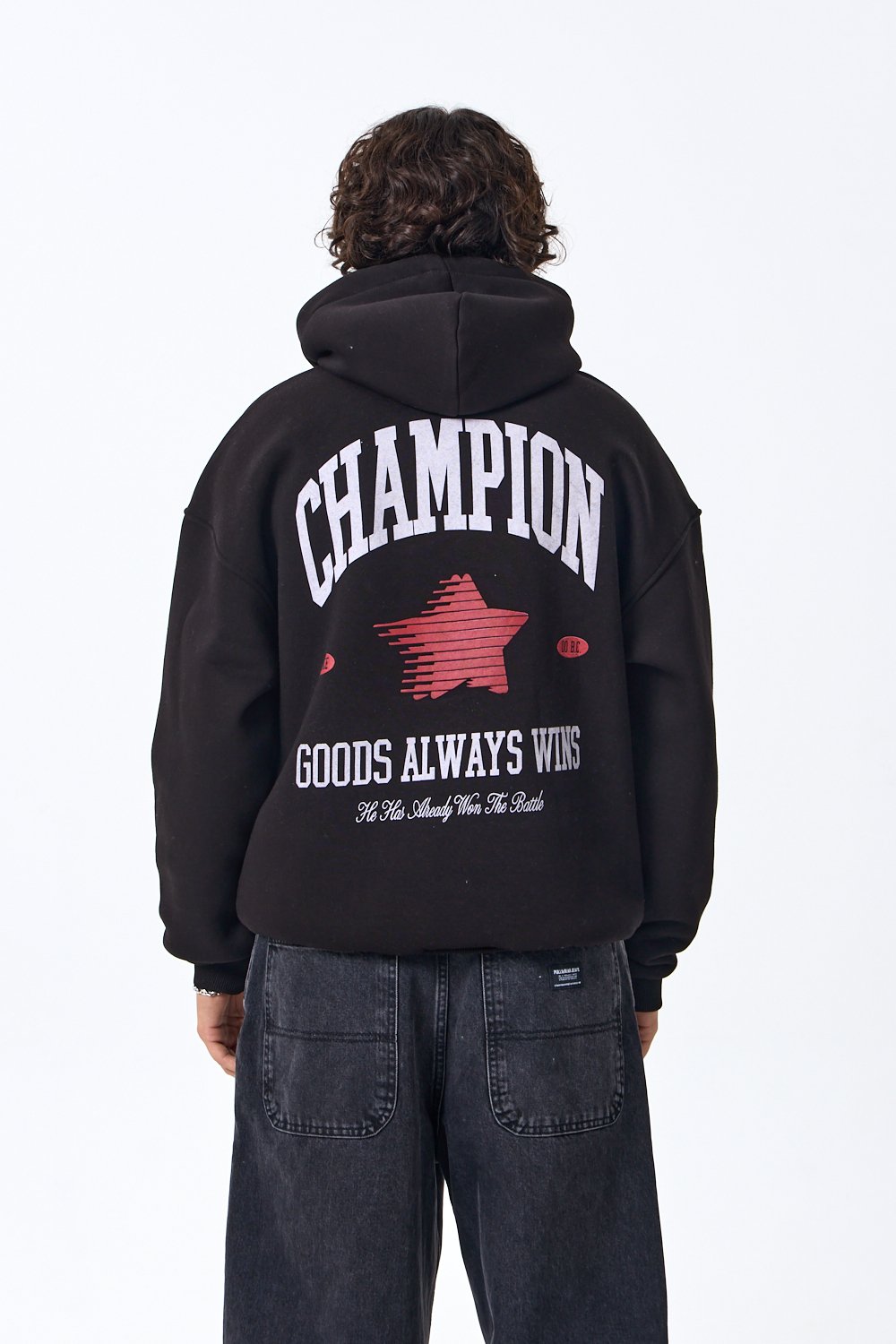 Champion Baskılı Premium Oversize Kapüşonlu Sweatshirt