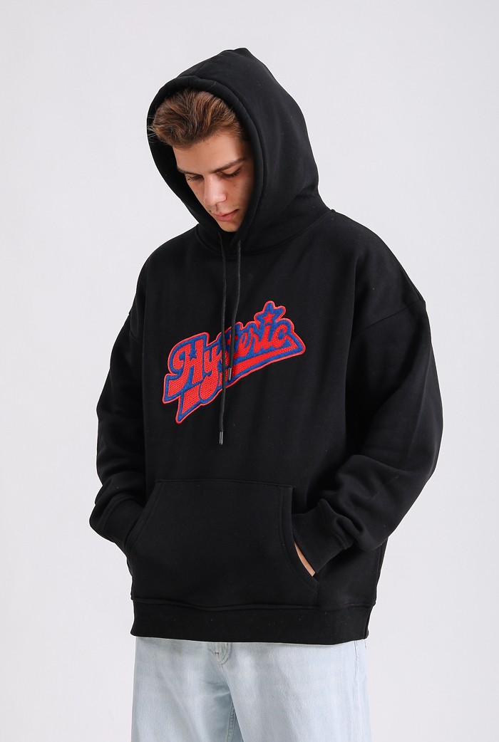 Hysteric Nakış Detaylı Siyah Premium Oversize Hoodie