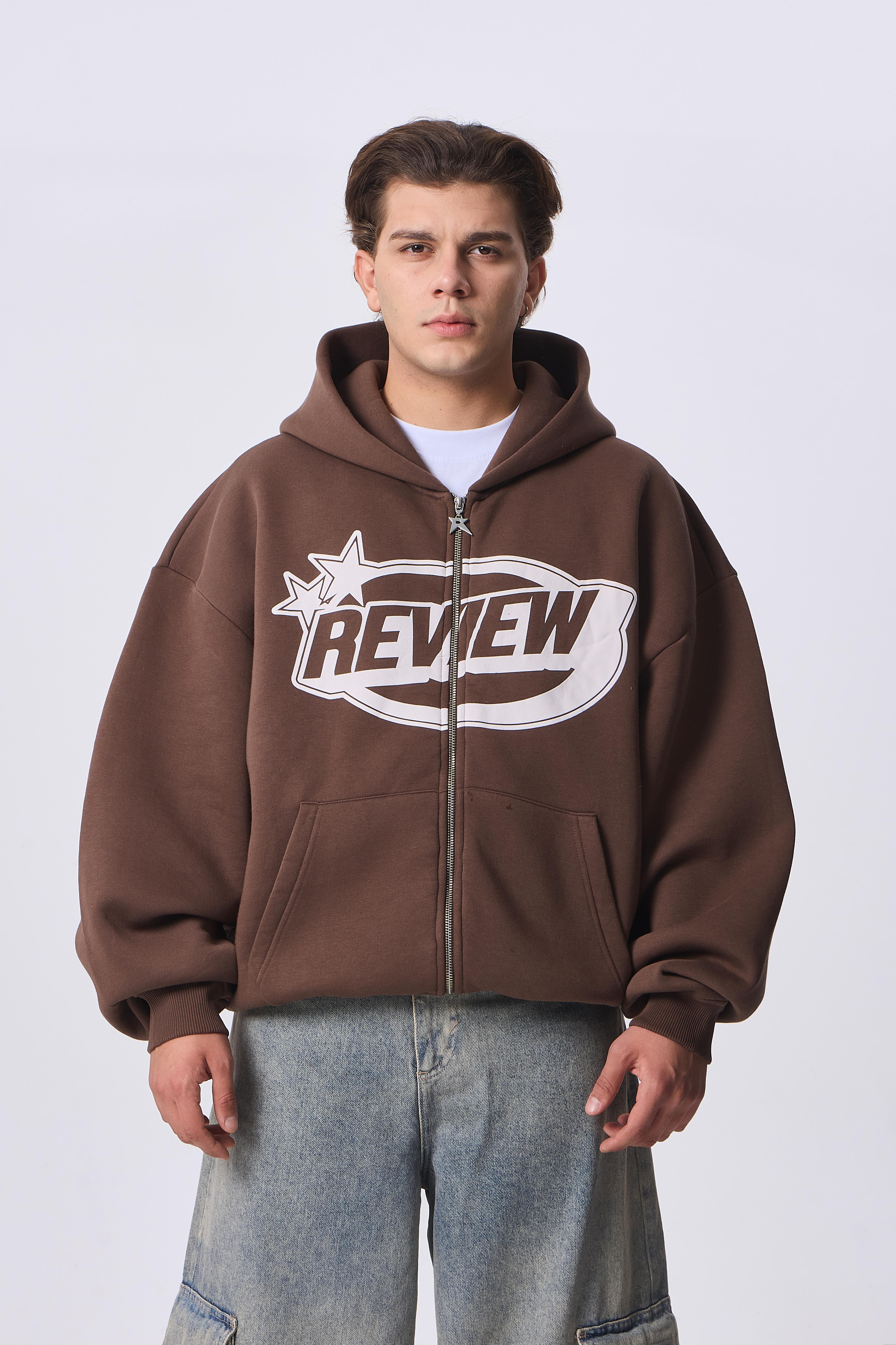 RVW Logo Baskılı Premium Full-Zip - Kahverengi