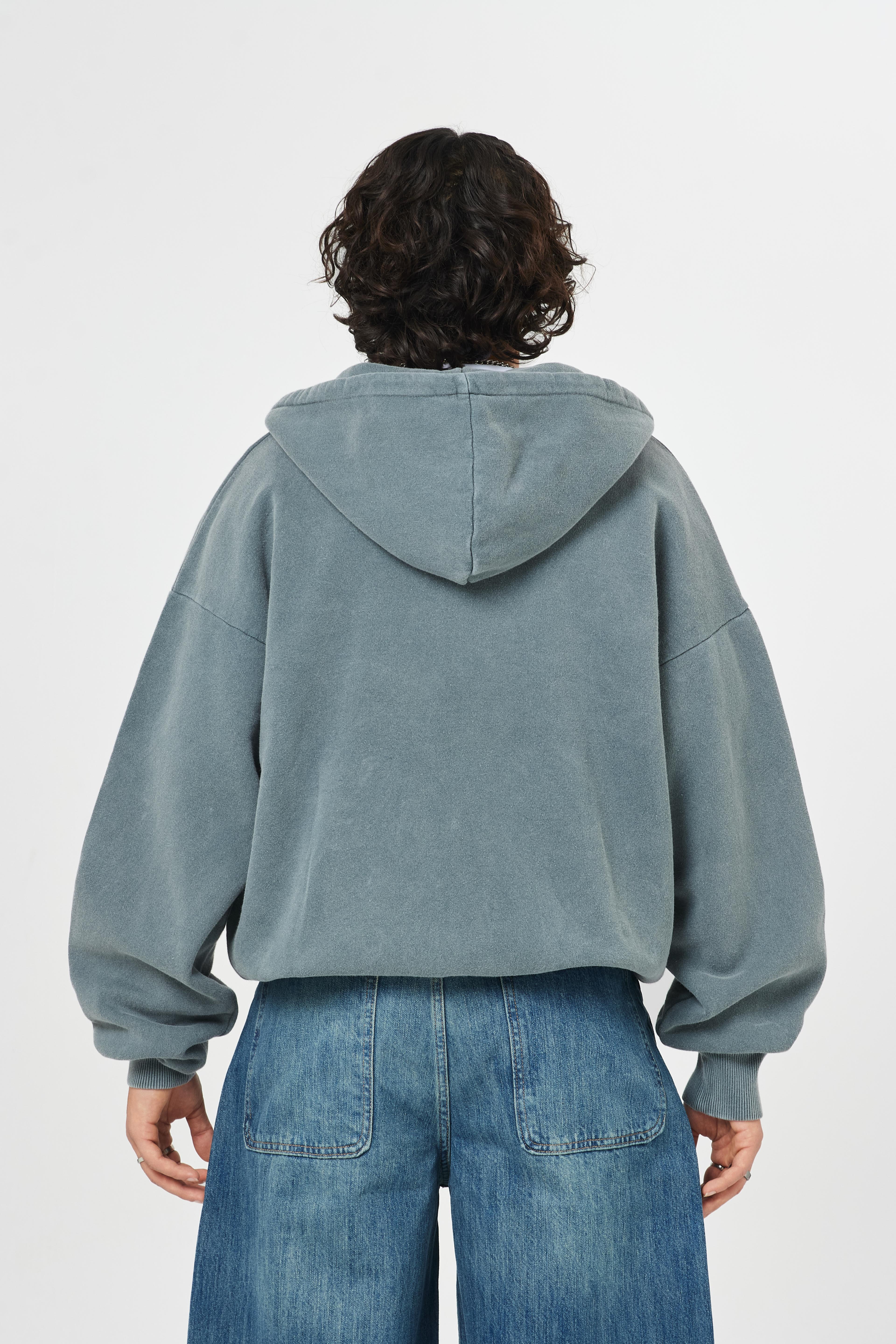 Metal Toka Detaylı Oversize Kapüşonlu Sweatshirt